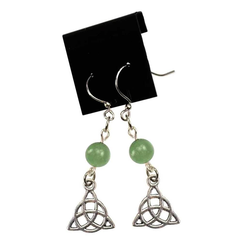 Green Aventurine Triquetra Earrings -
