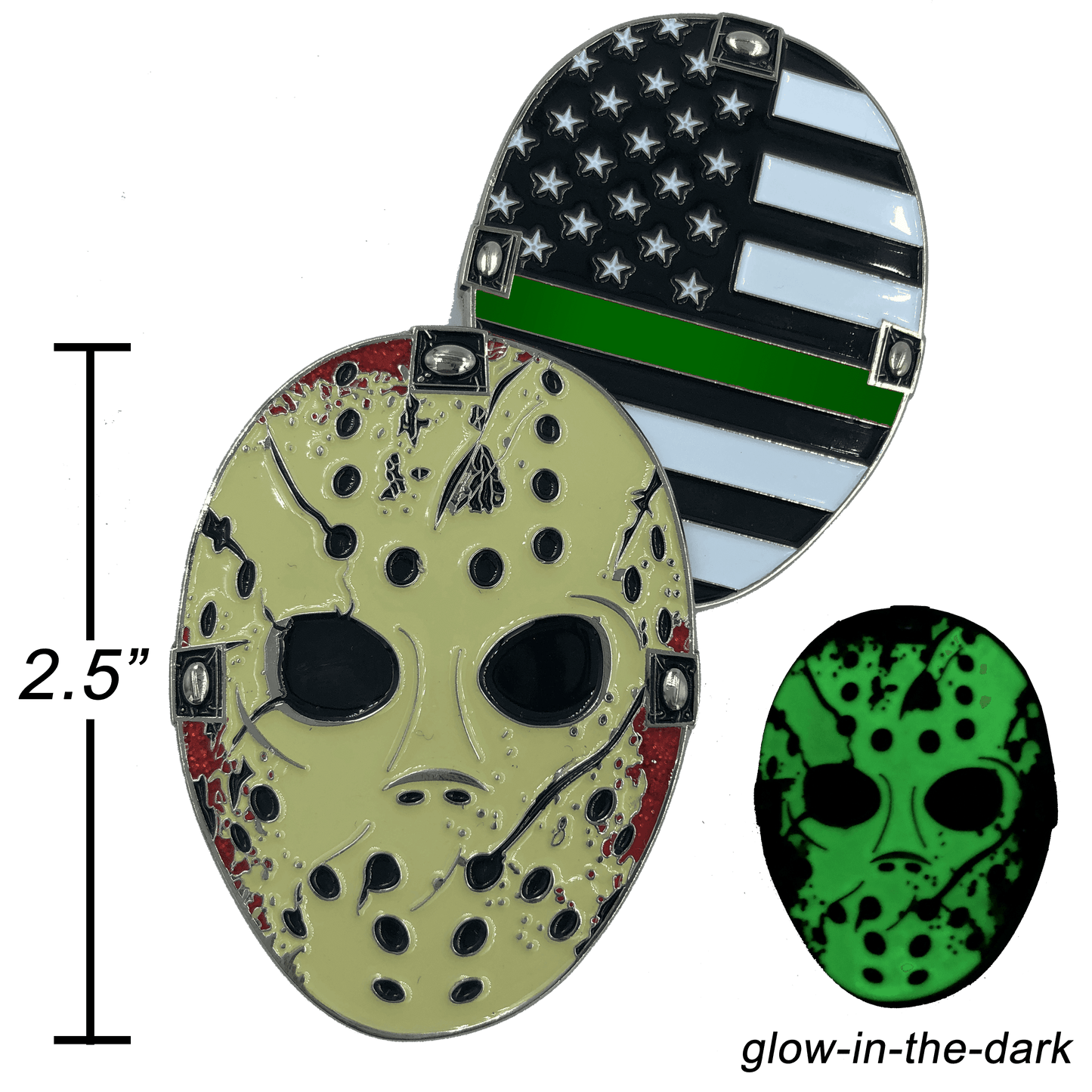 A-009 Thin Green Line Jason Voorhees Goalie Mask Friday the 13th Sheriff Border Patrol CBP -