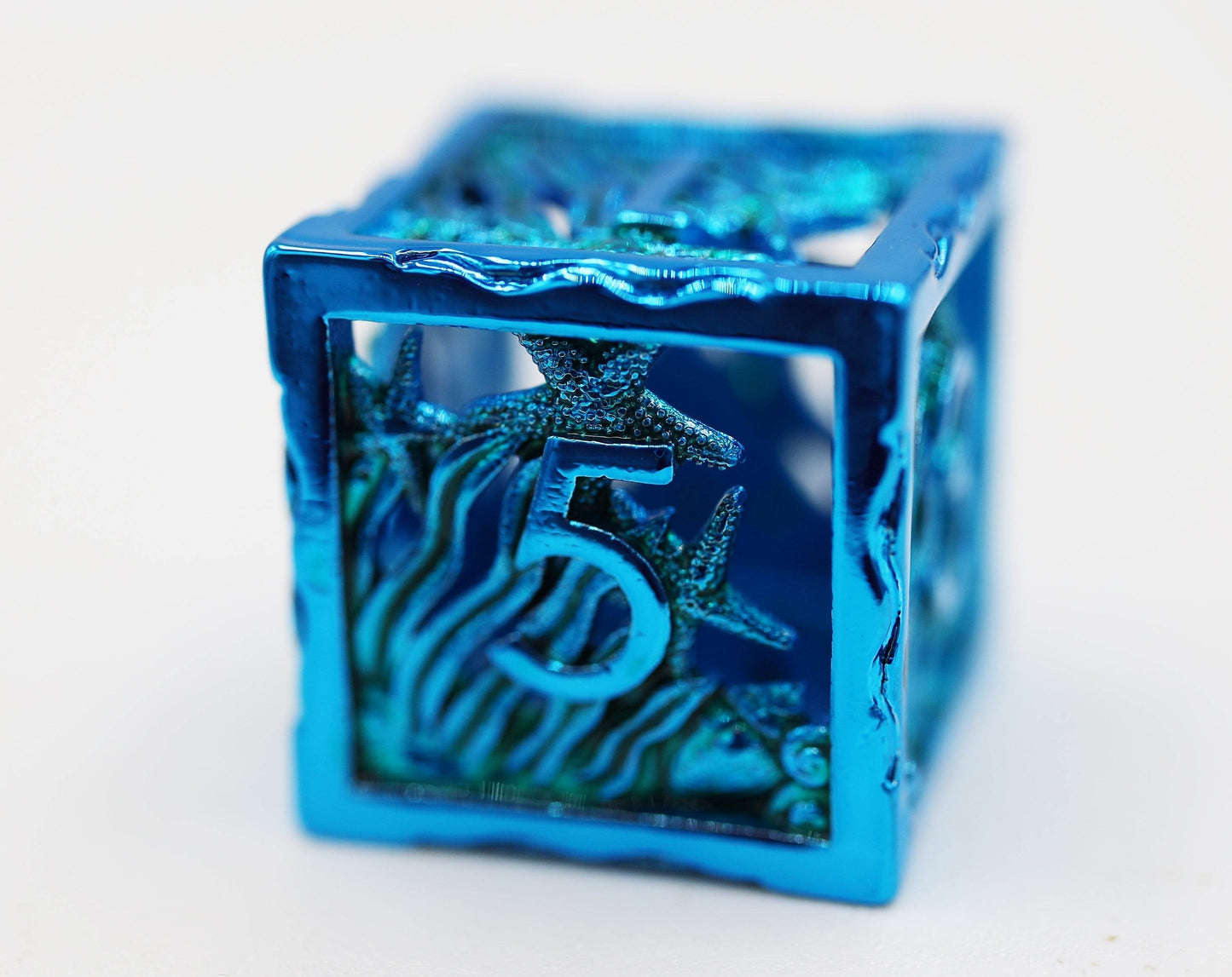 Seascape: Electro Blue - Hollow Metal RPG Dice Set -