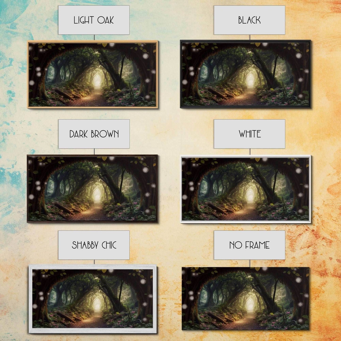 Path Through A Magical Enchanted Fairy Forest, Fantasy Art, Framed Canvas Print, Enchanted Forest Fantasy Art - 10x20 Inches / Gallery Wrap Canvas - Ready To Hang