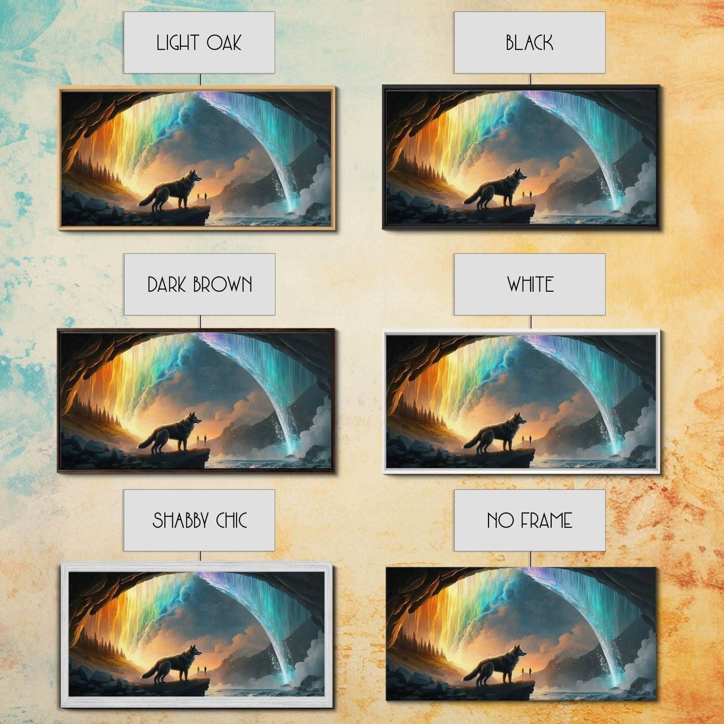 Fenrir, Mythological Wolf, With Bifrost. Norse Mythology Fantasy Art, Framed Canvas Print, Nordic Art - 10x20 Inches / Gallery Wrap Canvas - Ready To Hang