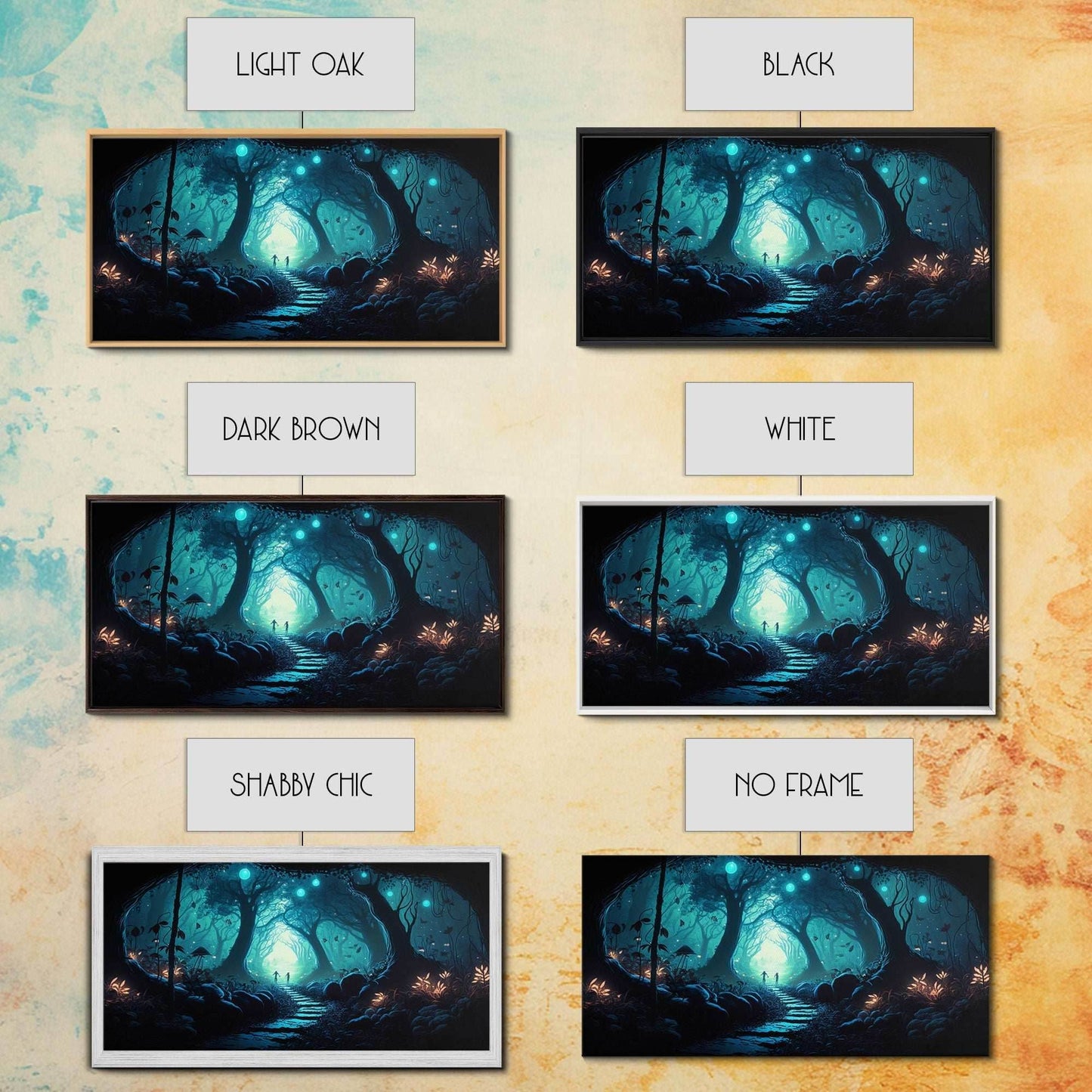 Beautiful Fantasy Art, Framed Canvas Print, Moonlit Forest Floor Fantasy Concept Art - 10x20 Inches / Gallery Wrap Canvas - Ready To Hang