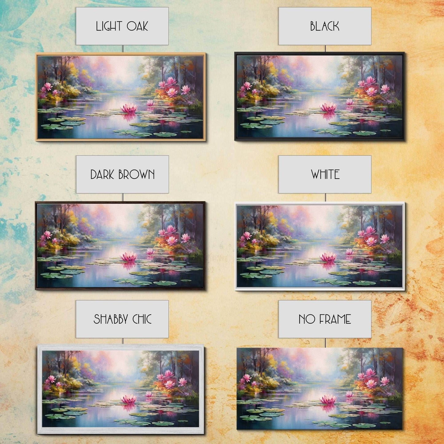 Pond Art, Lake Wall Print, Fantasy Wall Art, Water Lilies Wall Art, Panoramic Art, Wall Art, Canvas Art, Landscape Art, Friendship Gift - 10x20 Inches / Gallery Wrap Canvas - Ready To Hang