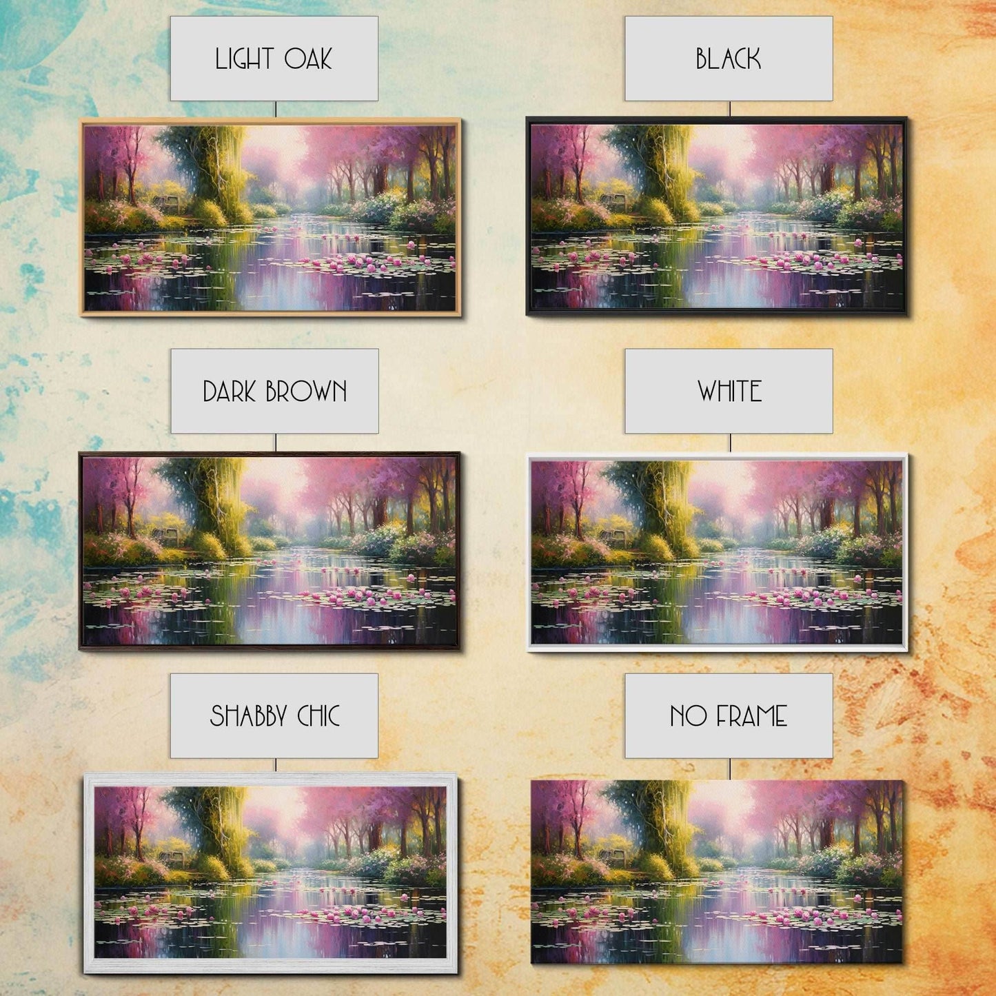 Fantasy Art, Lake Wall Print, Water Lilies Wall Art, Trees Wall Art, Panoramic Art, Wall Art, Canvas Art, Landscape Art, Long Wall Art - 10x20 Inches / Gallery Wrap Canvas - Ready To Hang