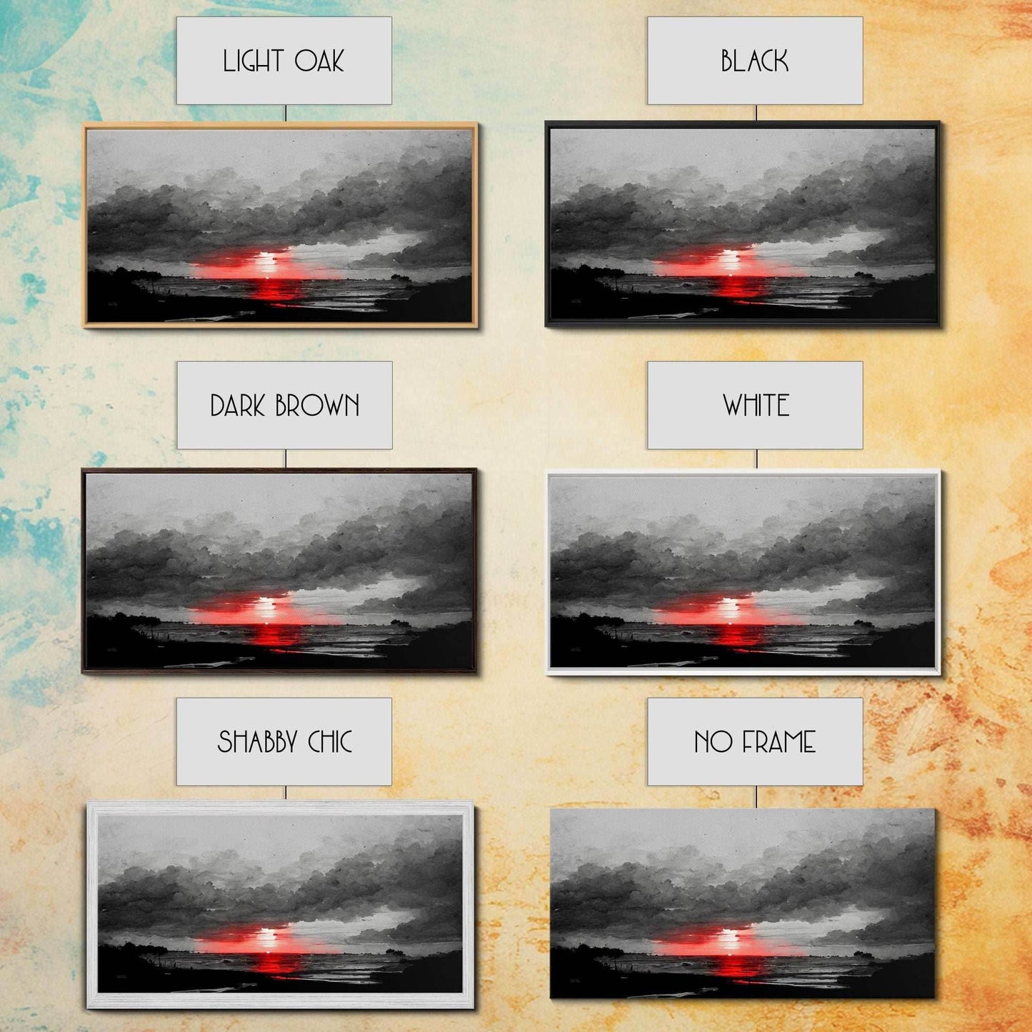 Creepy Blood moon canvas print, dark fantasy art, black and white art, Halloween, spooky art, horror landscape art - 10x20 Inches / Gallery Wrap Canvas - Ready To Hang