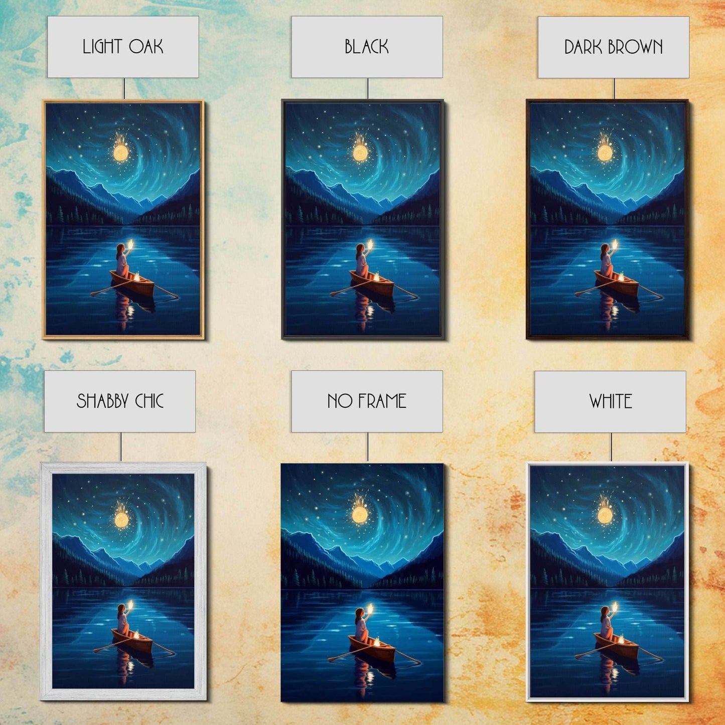 Starry Night, Girl Wizard Lights Up The Night Sky, Fantasy Art, Framed Canvas Print, Fantasy Painting Print, Original Art - 8x12 Inches / Gallery Wrap Canvas - Ready To Hang