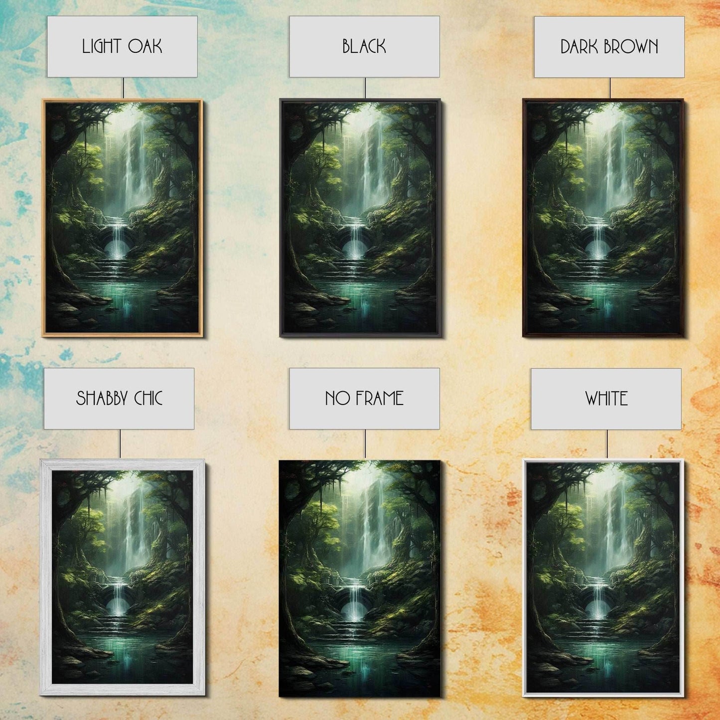 Enchanter Forest, Waterfalls Wall Art, Fantasy Artwork, Canvas Print, Wall Art, Vertical Print, Video Game Art, College Dorm Decor - 8x12 Inches / Gallery Wrap Canvas - Ready To Hang