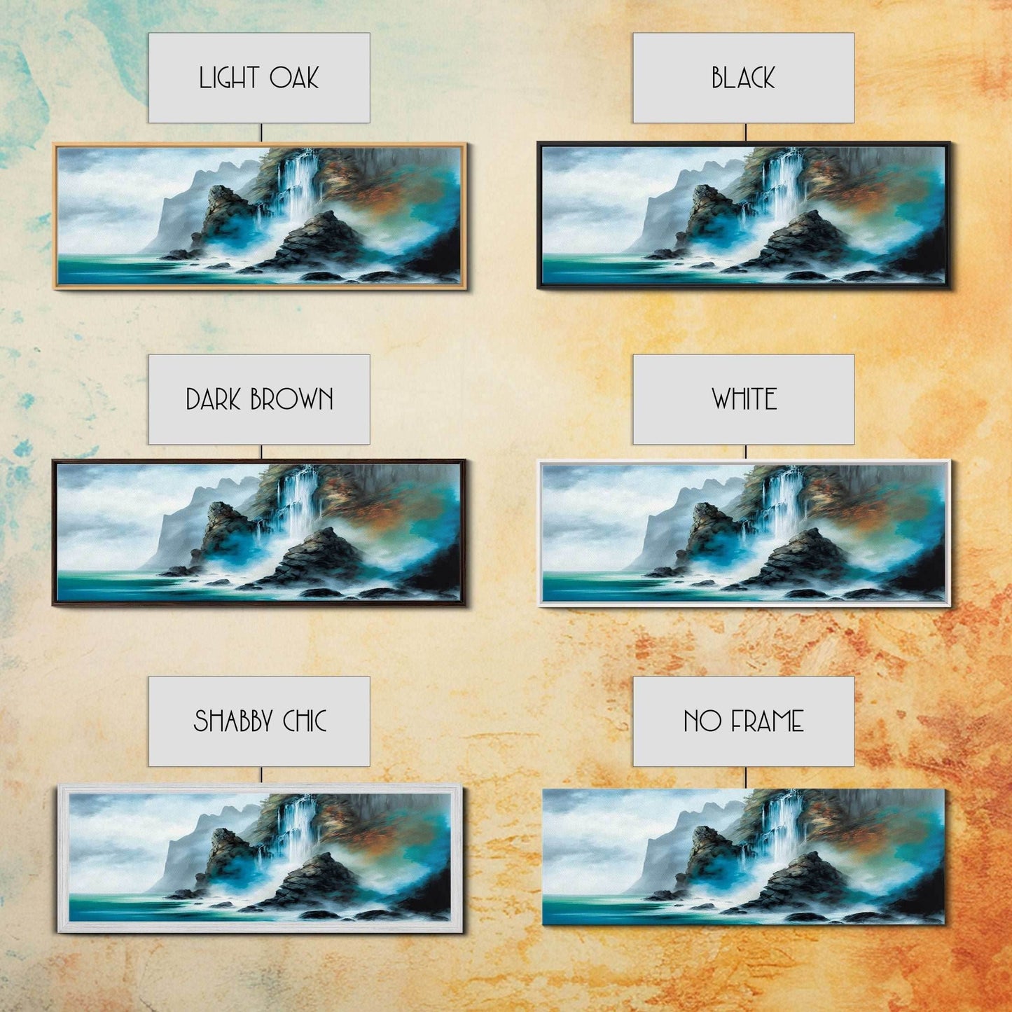 Fantasy Waterfall Canvas Print - Panoramic Landscape Painting - Perfect for Living Room and Bedroom Decor - 10x30 Inches / Gallery Wrap Canvas - Ready To Hang