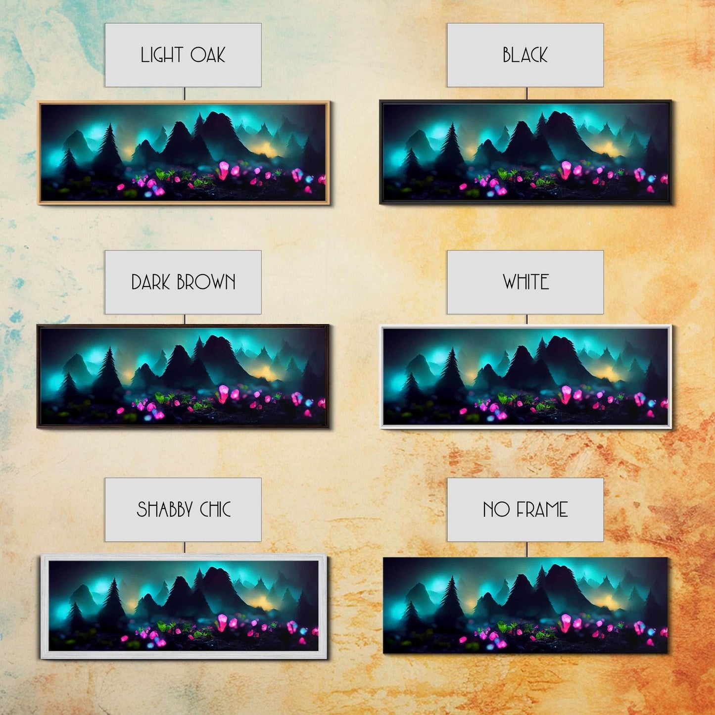 Luminescent trail in the forest, fantasy art, RPG concept art, canvas print, tiny worlds, glowing mushrooms out of focus, miniature worlds - 10x30 Inches / Gallery Wrap Canvas - Ready To Hang