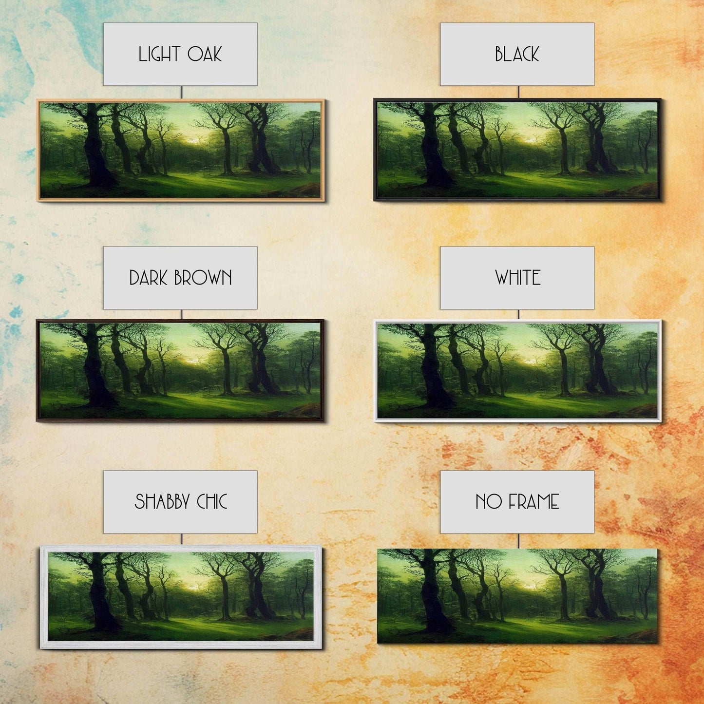 Unique Fantasy Forest Art, Extra Large Wall Art, Framed Panoramic Canvas Print, Framed Wall Art - 10x30 Inches / Gallery Wrap Canvas - Ready To Hang