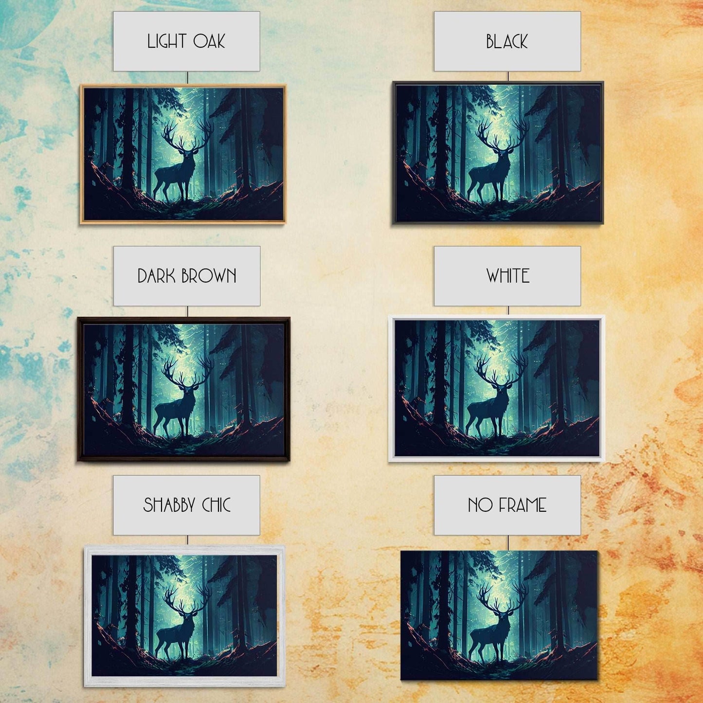 Mythical stag in the forest, fantasy art, framed canvas print, mythical creatures - 8x12 Inches / Gallery Wrap Canvas - Ready To Hang