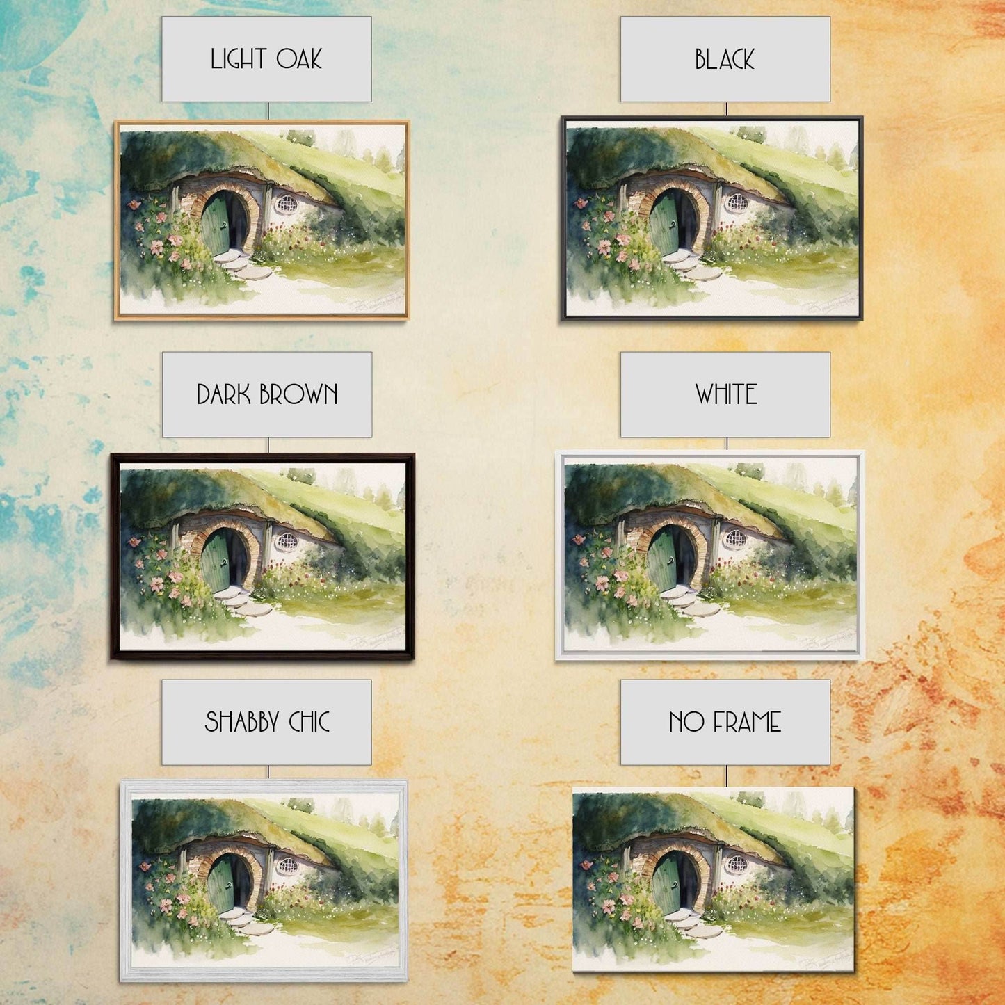 The Shire Oil Painting Print, Framed Wall Art, Hobbitcore Decor, Hobbit Hole Landscape Painting Print, Rings, Fantasy Painting - 8x12 Inches / Gallery Wrap Canvas - Ready To Hang