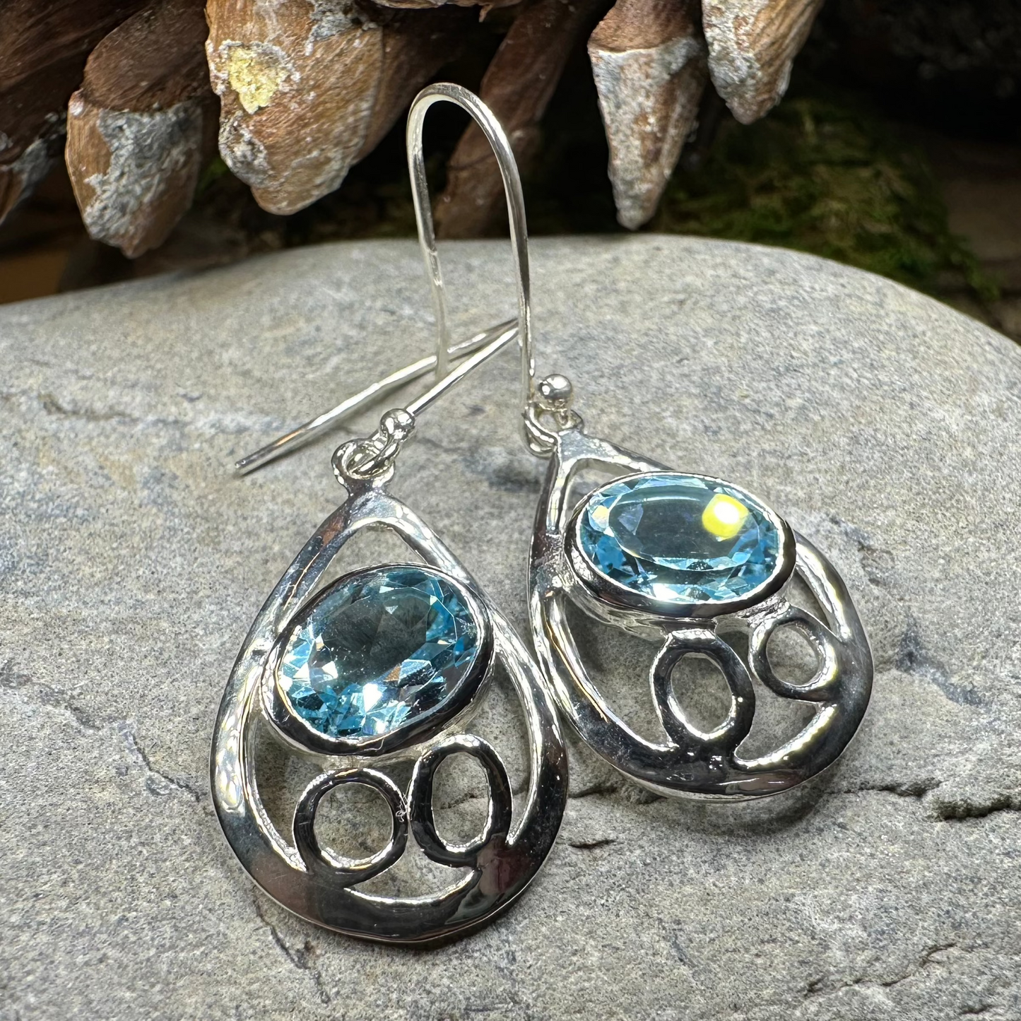 Blue Topaz Celtic Earrings