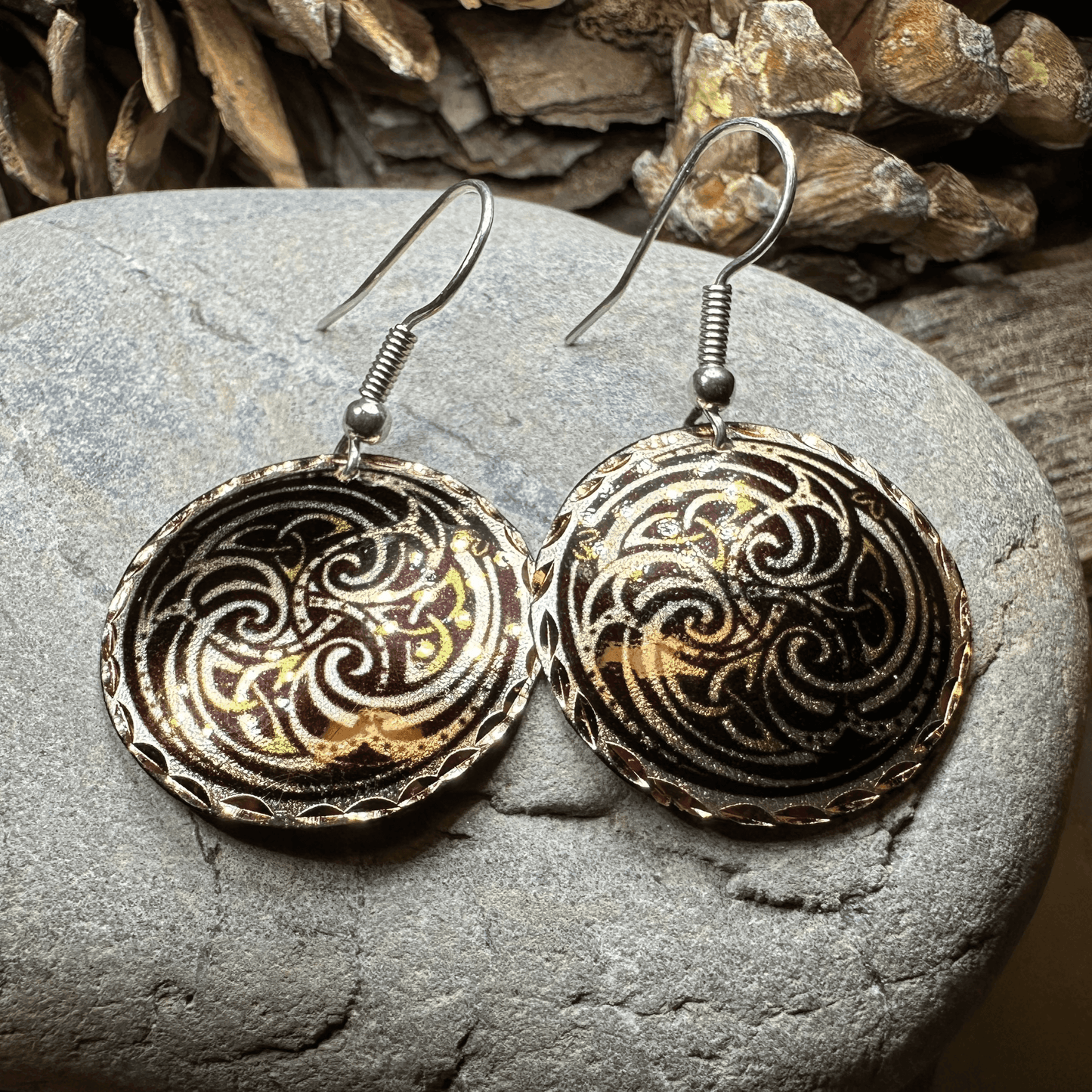 Mystical Celtic Spiral Copper Earrings -