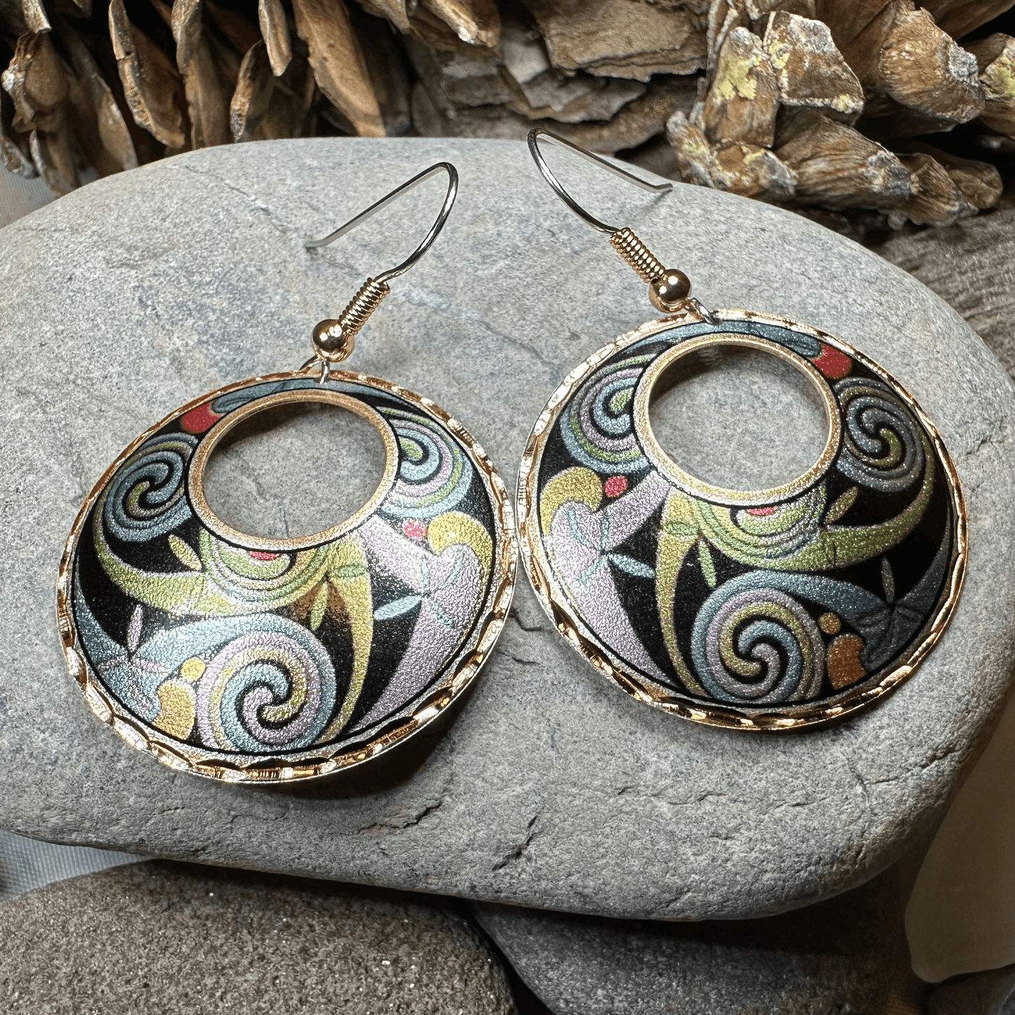 Rainswept Celtic Spiral Copper Earrings -