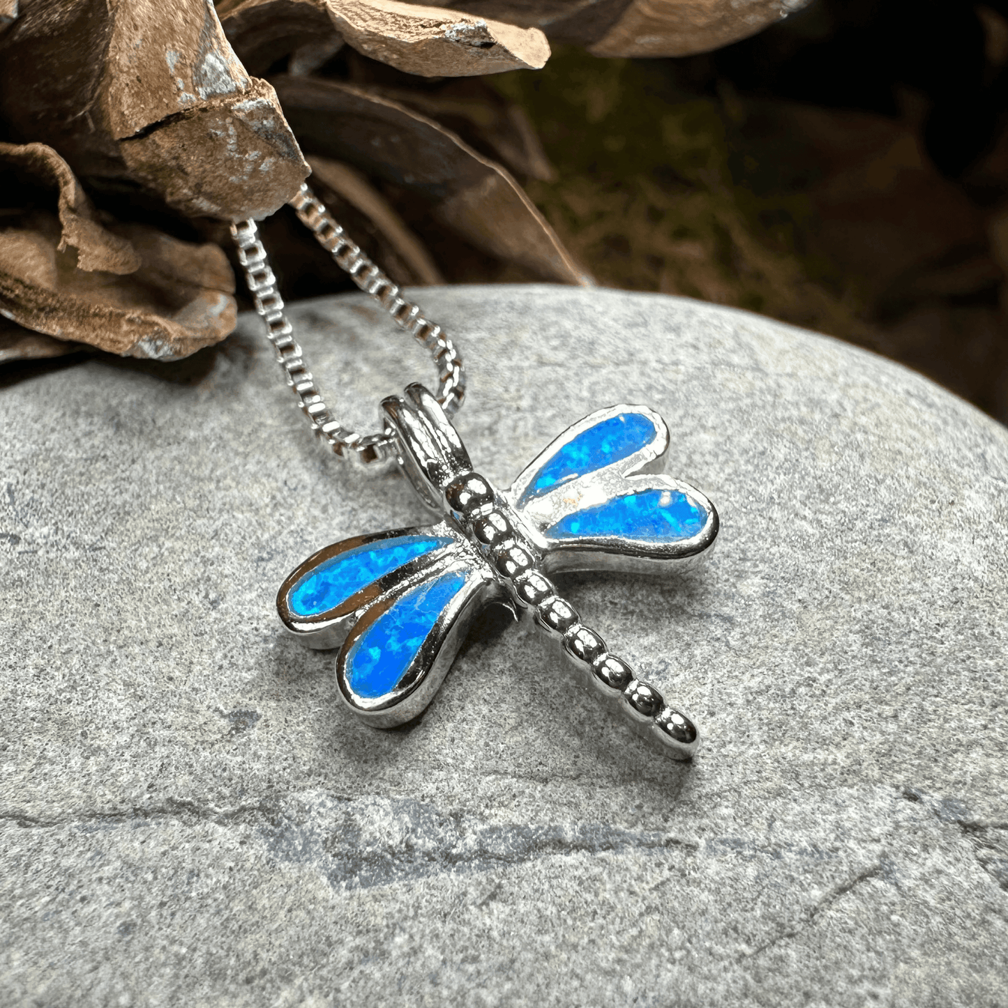 Fairy Meadow Dragonfly Necklace - 18 / White Fire