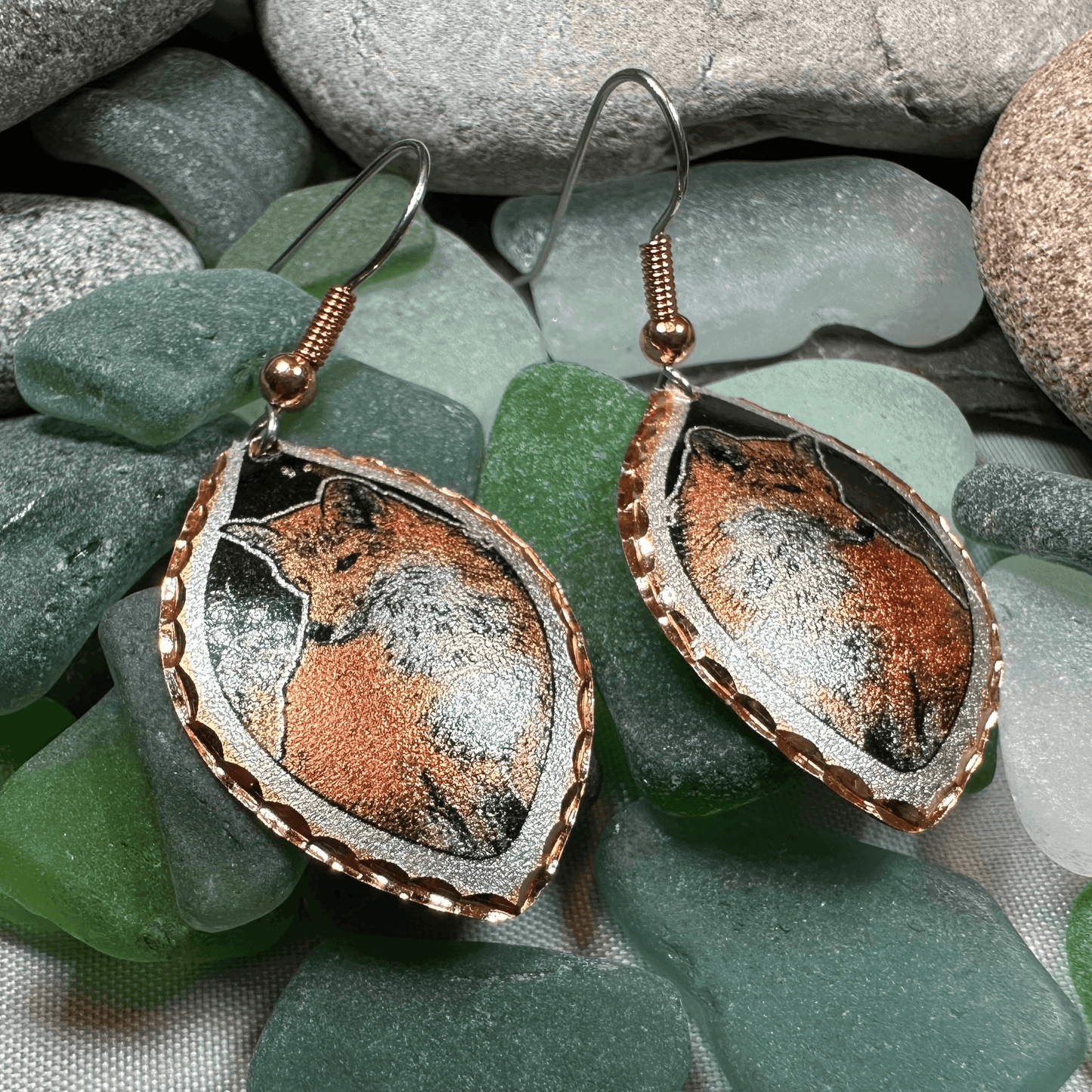 Red Fox Copper Earrings -
