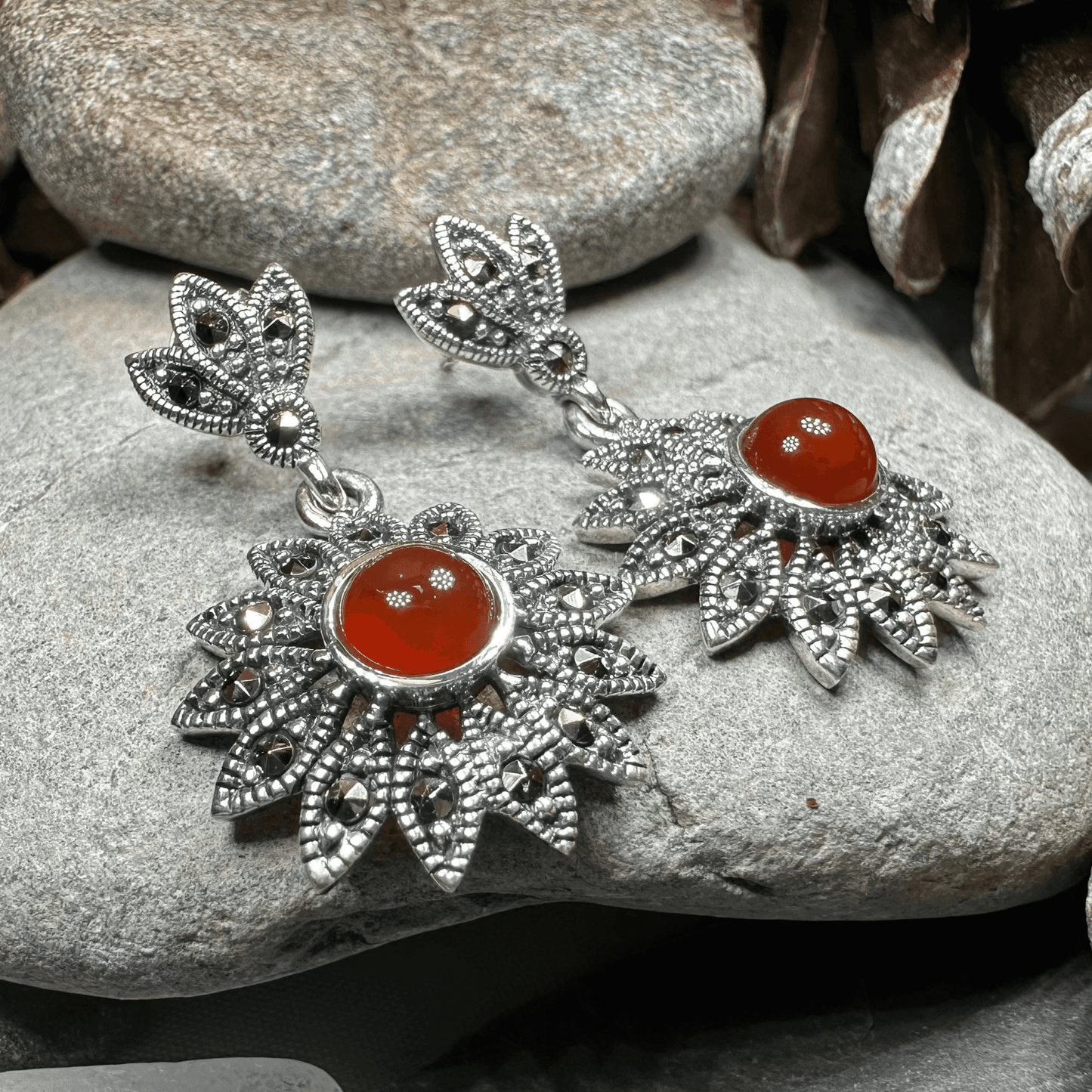 Serene Marcasite Flower Earrings -