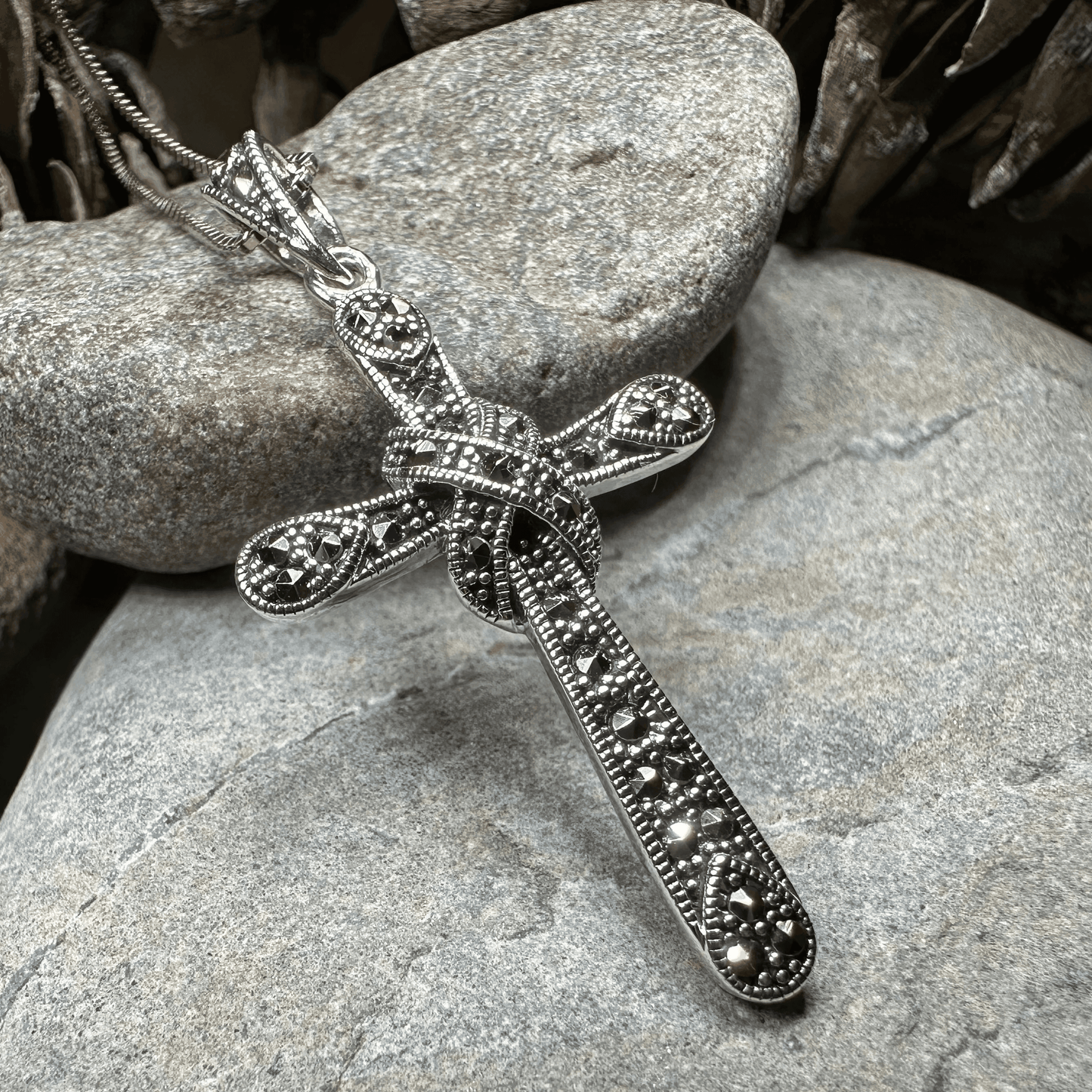 Brenna Marcasite Cross Necklace - 18