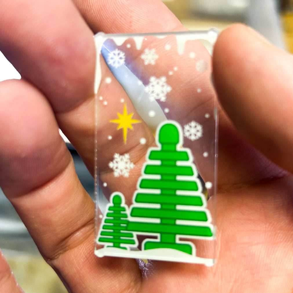 Classic Pine Tree Winter Village 4x6 Glass Window made with LEGO part - B3 Customs -