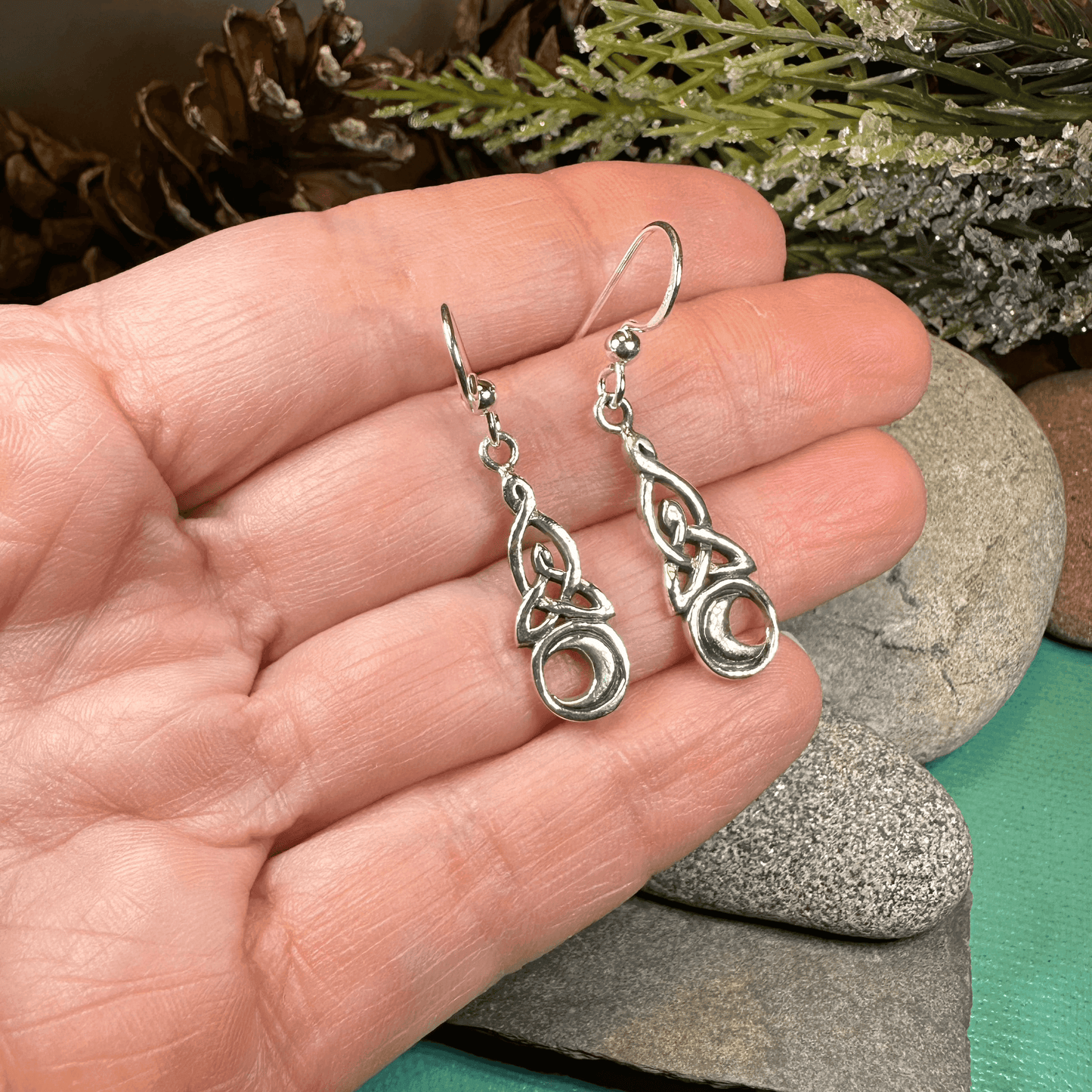 Celtic Knot Moon Earrings -