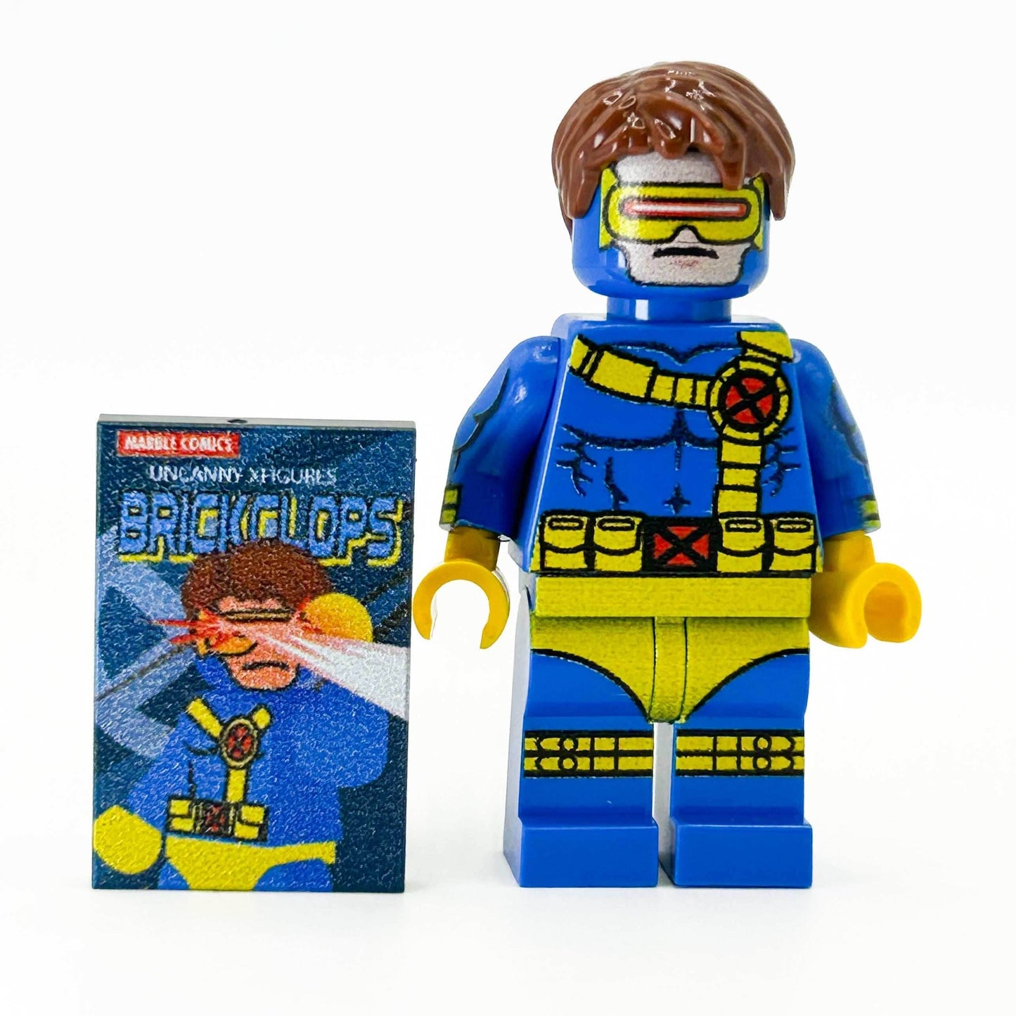 Cyclops (V2) Custom Marvel Minifigure w/ Comic Book Tile -