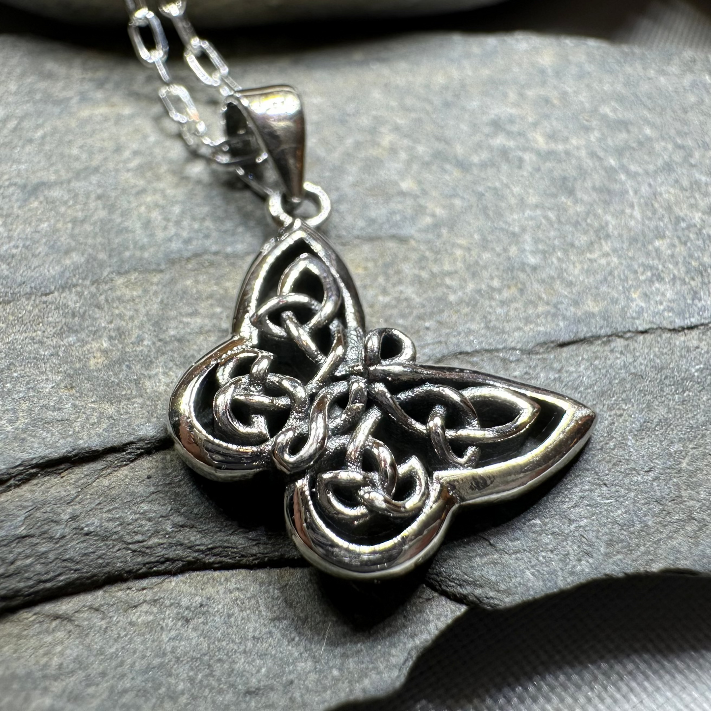 Blue Celtic Butterfly Necklace