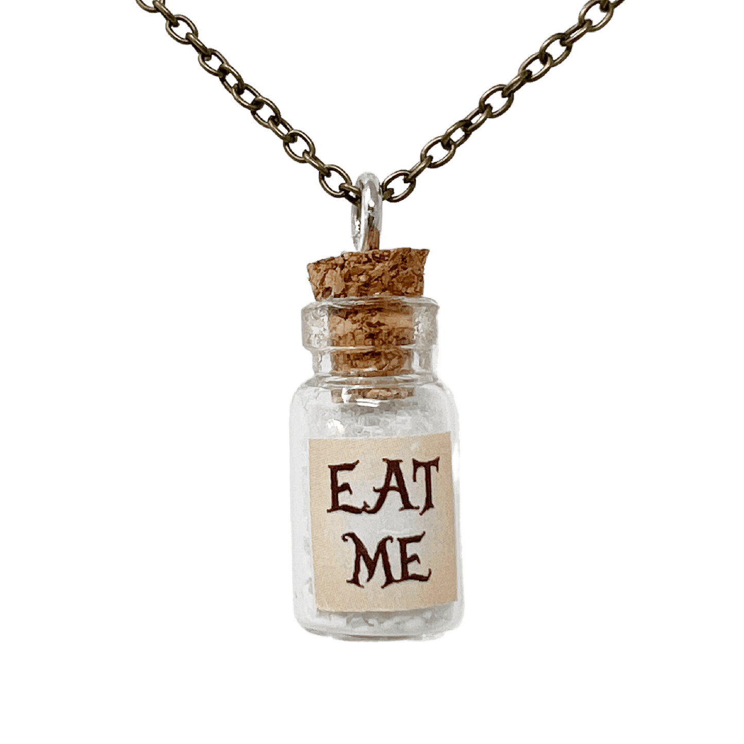 Alice in Wonderland eat me necklace -