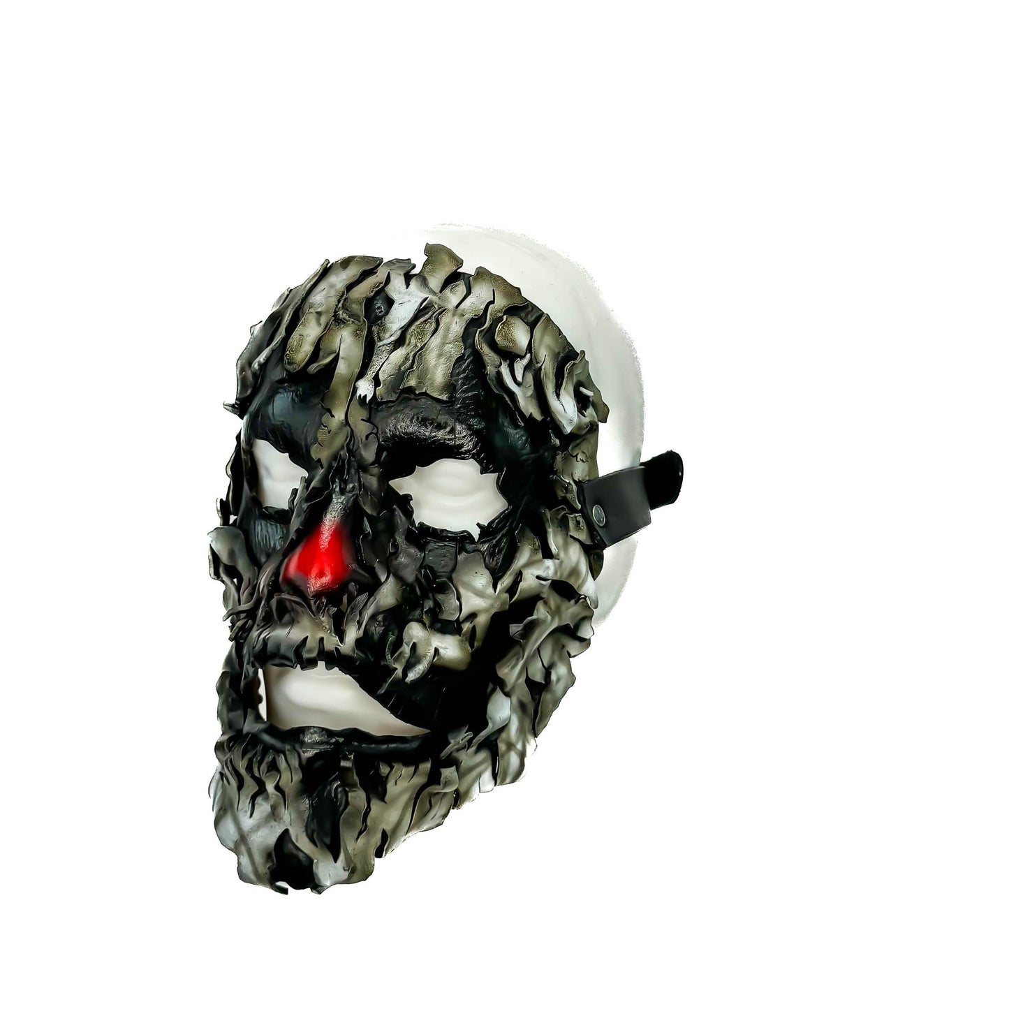 Genuine Leather Mask - Shattered Clown - Thick Straps w Velcro Included - Wide Mouth Edition - Leather Ties