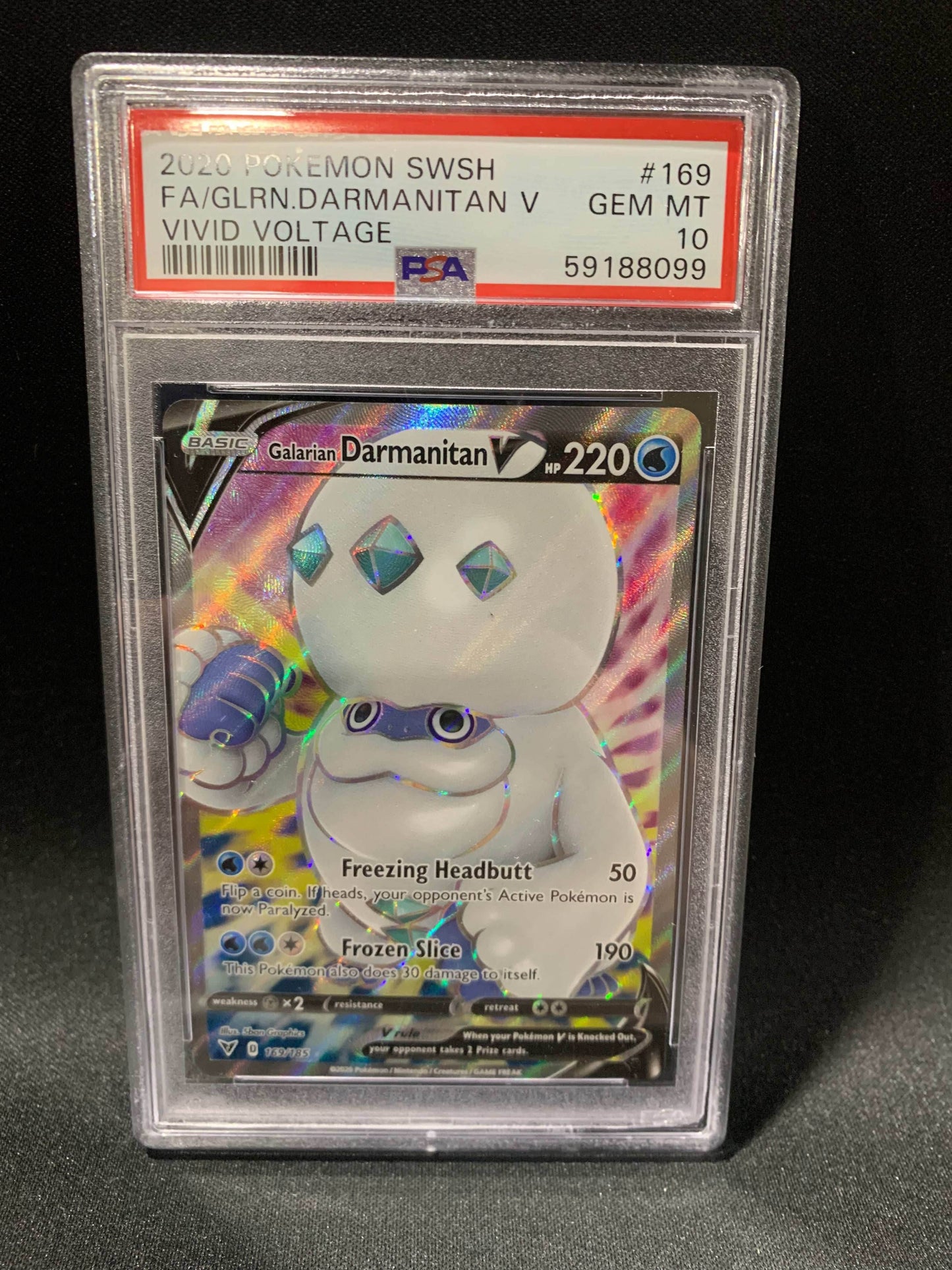 2020 POKEMON SWORD & SHIELD VIVID VOLTAGE FA/GLRN.DARMANITAN V #169 - PSA GEM MT 10 -