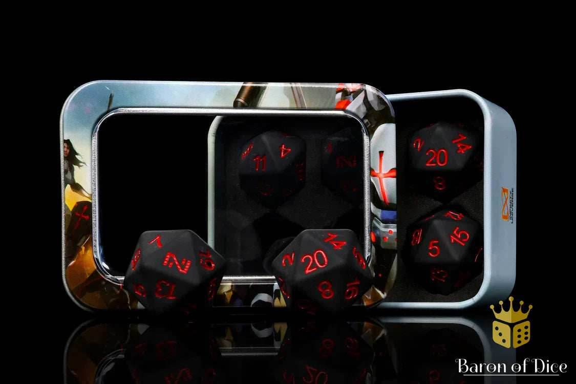 INFINITY: MATTE BLACK W/ BLOOD RED, N5 DICE SET -
