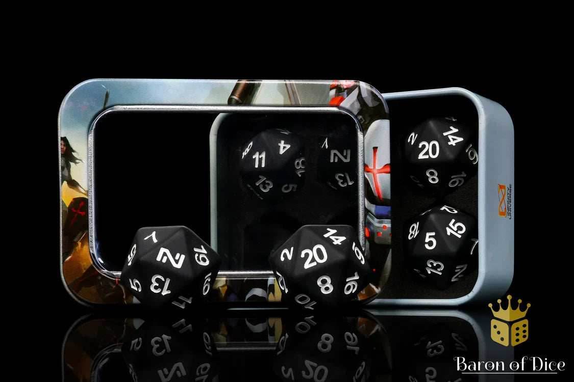INFINITY: MATTE BLACK W/ WHITE, N5 DICE SET -