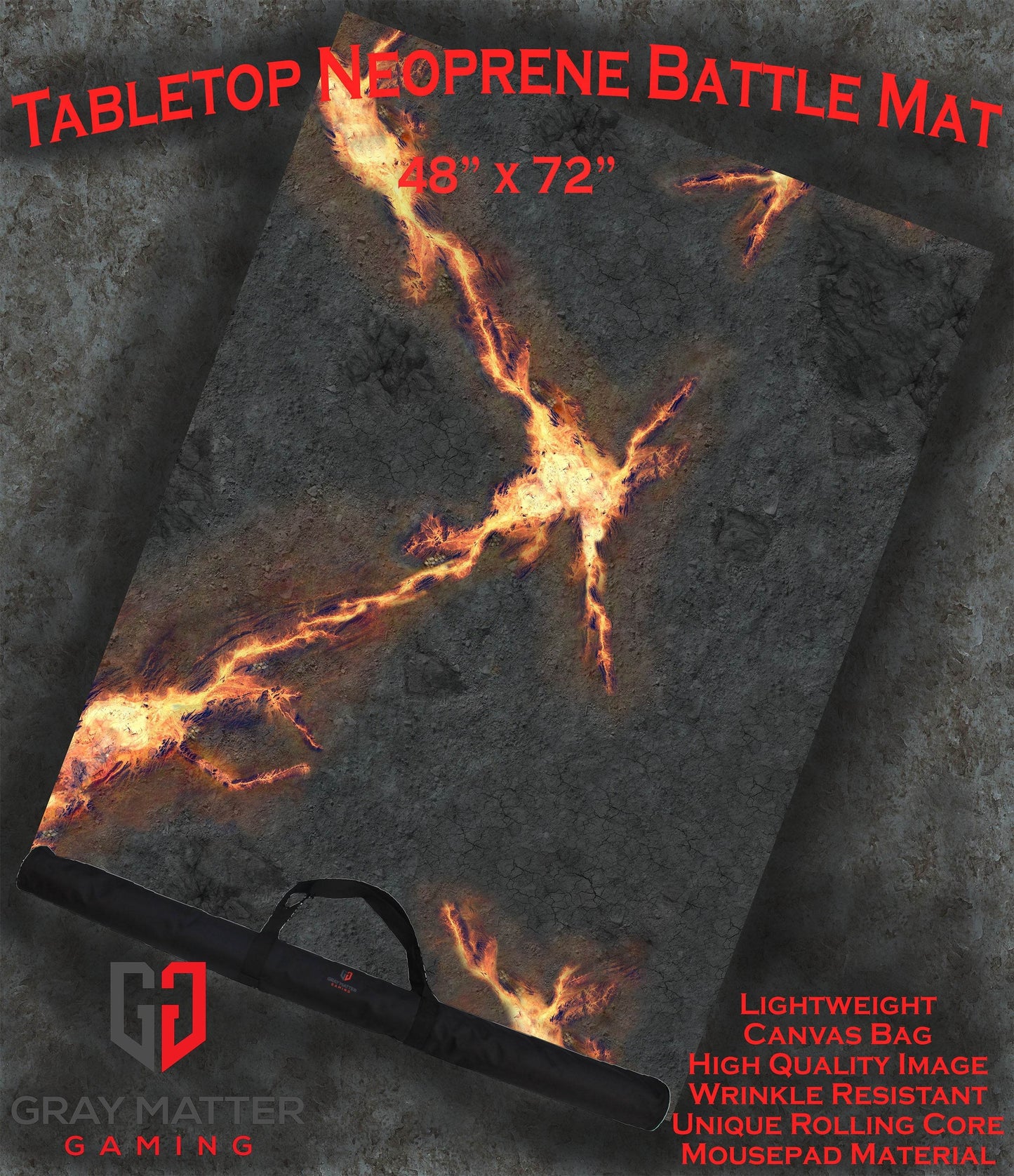 Infernal Steppes - Neoprene Battle Mat - Warhammer, AoS, 40K, Kill Team, MCP, Shatterpoint, Legion, Deadzone, More - 48x72