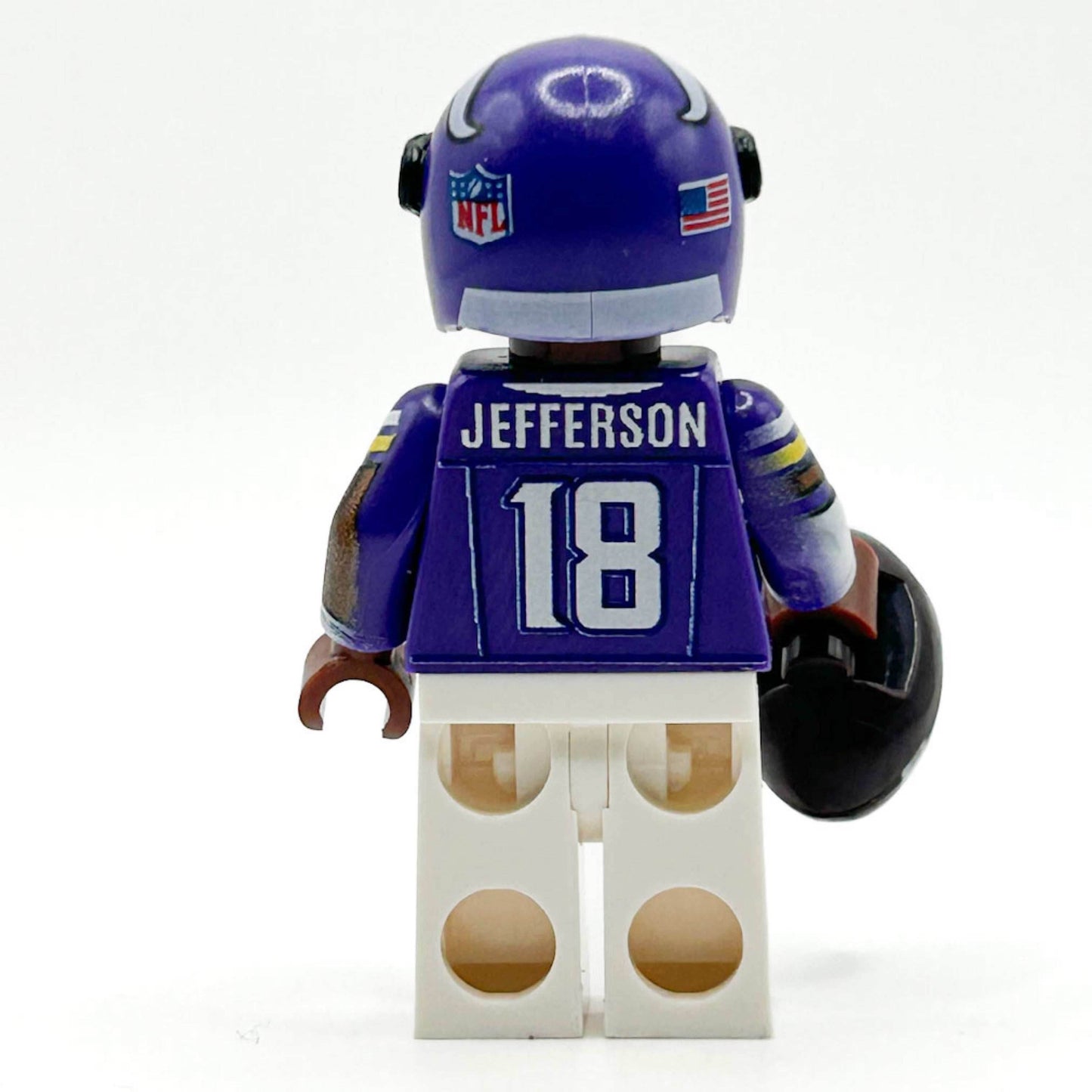 #18 WR Vikings Football Player Minifig made using LEGO parts - B3 Customs -
