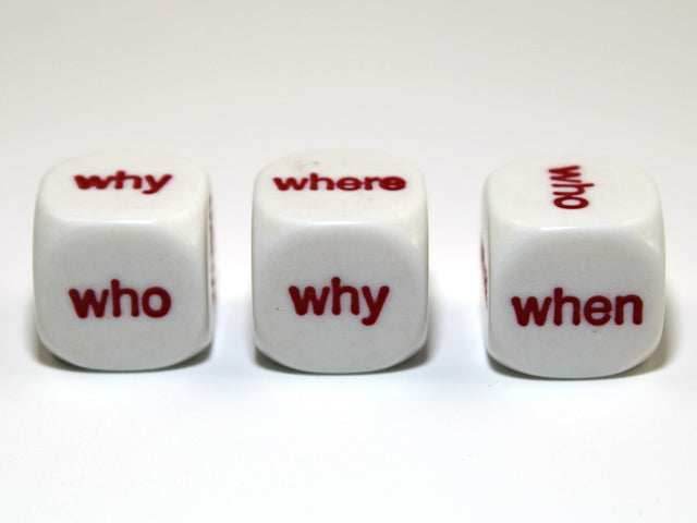 16mm d6 Interrogative White/red Who What Where When Why How (per die) -