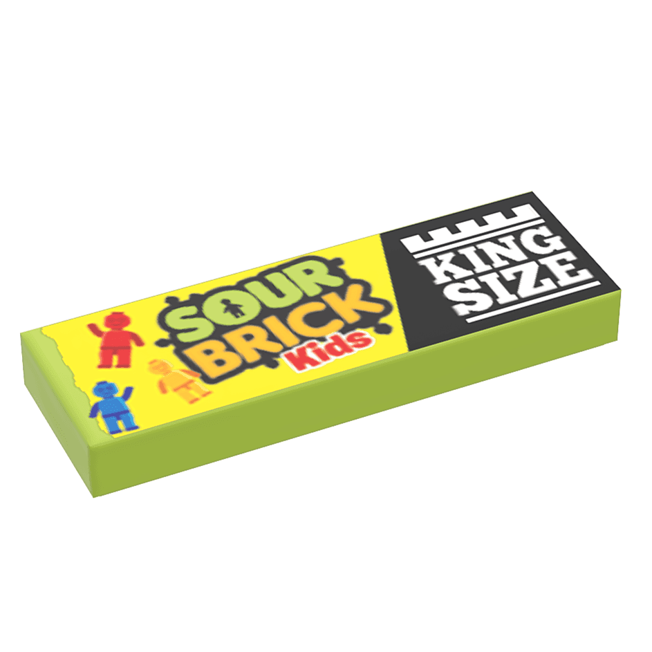 Sour Brick Kids Candy (King Size) - B3 Customs Printed 1x3 Tile made using LEGO parts -