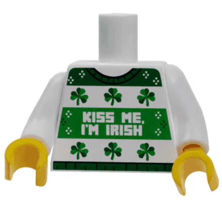 B3 Customs® Ugly Green St. Patrick's Day Kiss Me I'm Irish Sweater Printed White Torso -