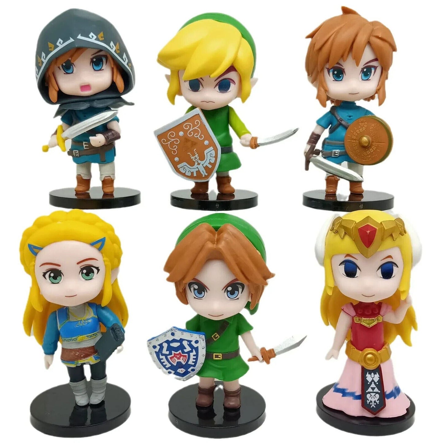 Legend of Zelda 6 Pcs Set Figure, Princess Zelda and Link Gaming Figurine 4 in