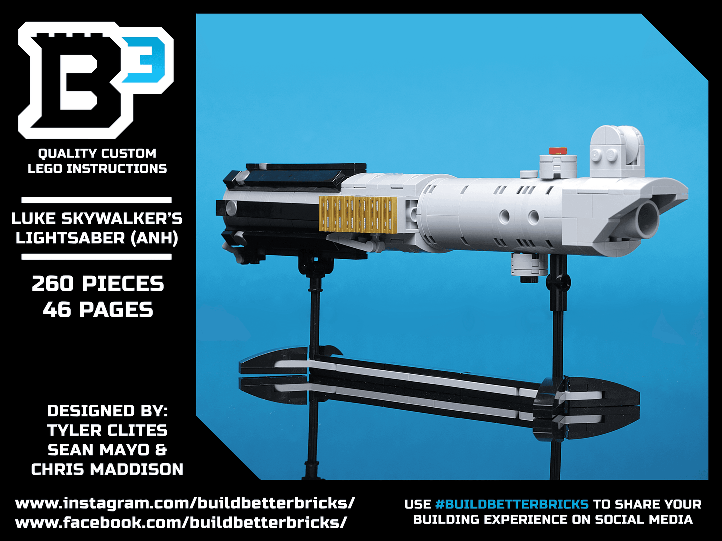 Luke Skywalker's A New Hope Lightsaber w/ Stand made using LEGO parts (Life-Size) -