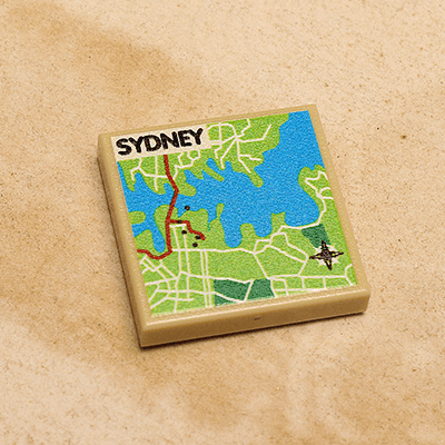 B3 Customs® Sydney, Australia Map (2x2 Tile) -