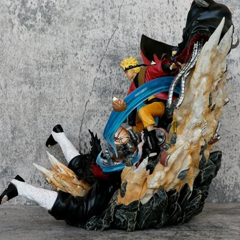 NARUTO UZUMAKI vs KAKUZU LED Anime Figurines, Naruto Shippuden Akatsuki vs Sage Mode Rasenshuriken 28 CM
