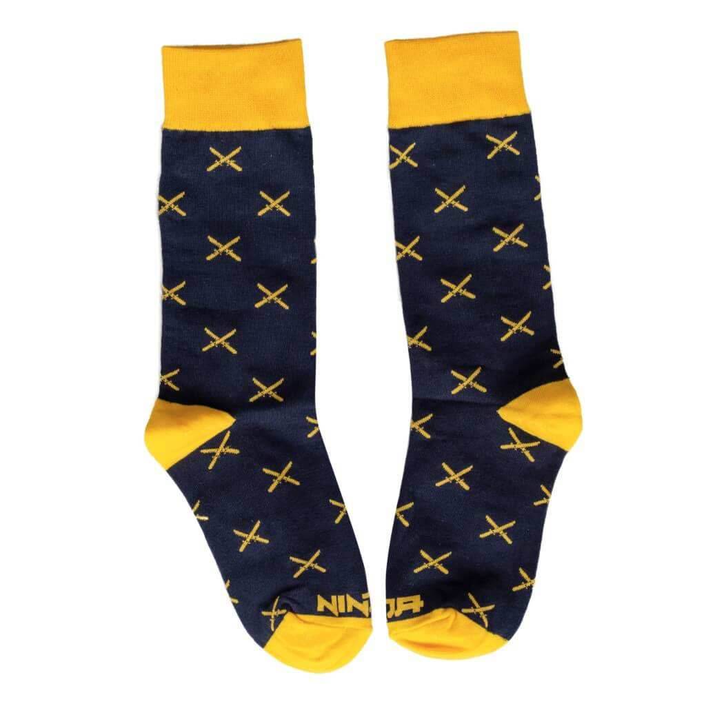 Fortnite Ninja Navy & Yellow Socks - Adult - One Size Fits All