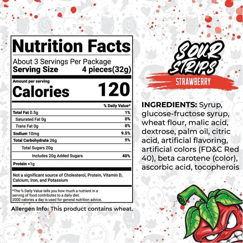 Sour Strips Strawberry (104g) -