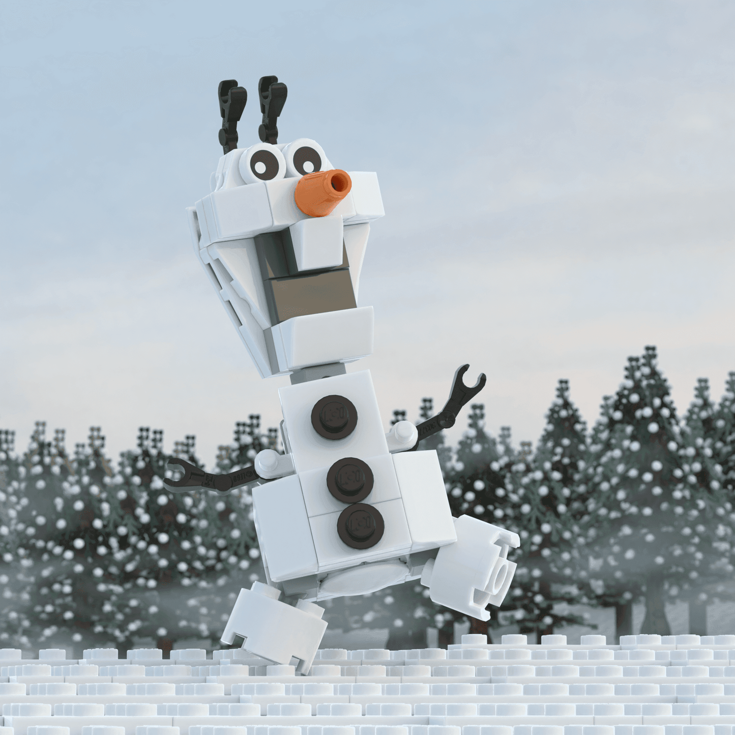 Funny Snowman Building Set made using LEGO parts -