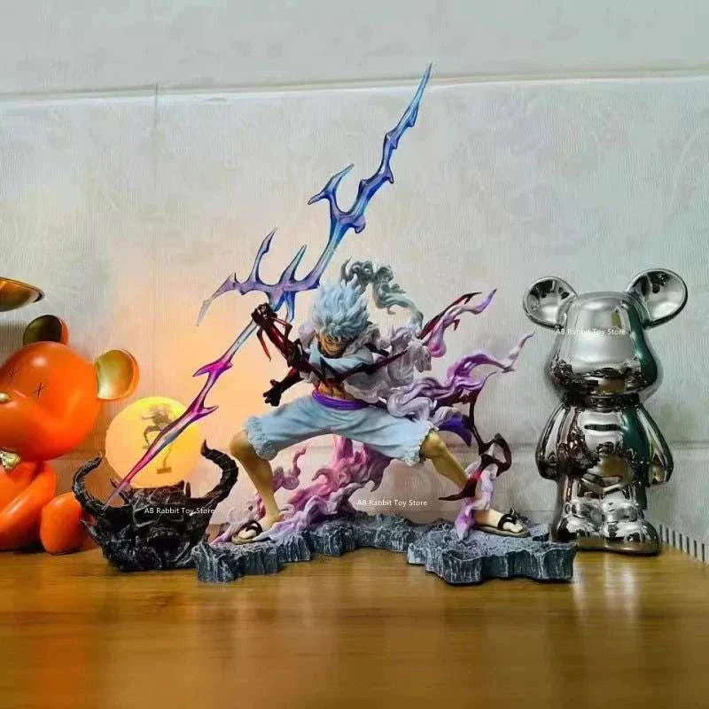 One Piece Nika Luffy Figure Luffy Sun God Gear 5 Anime Figurines With Light Ball 28 cm