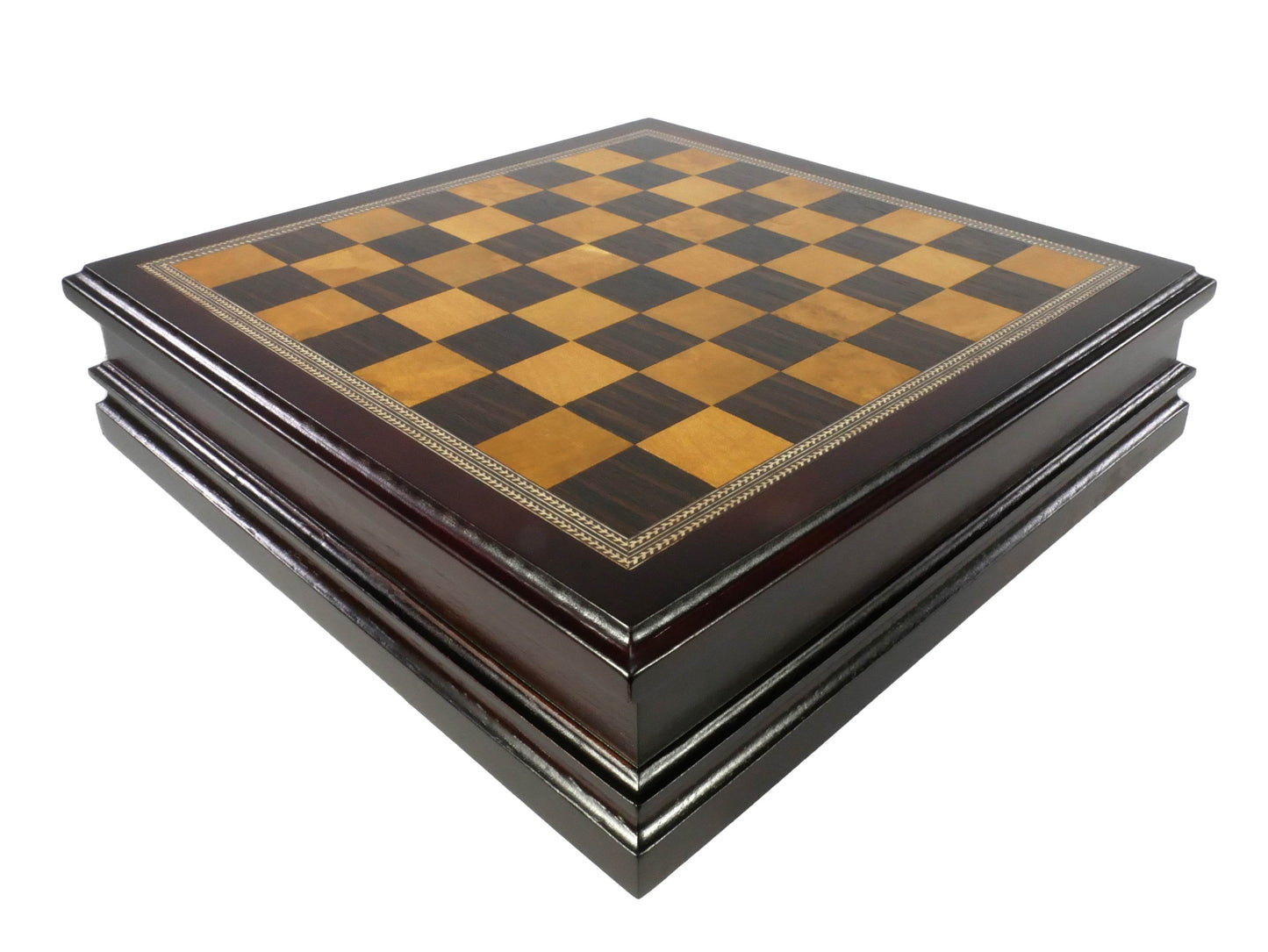 Chess Set - Metal Staunton Chessmen in Wood Chest -