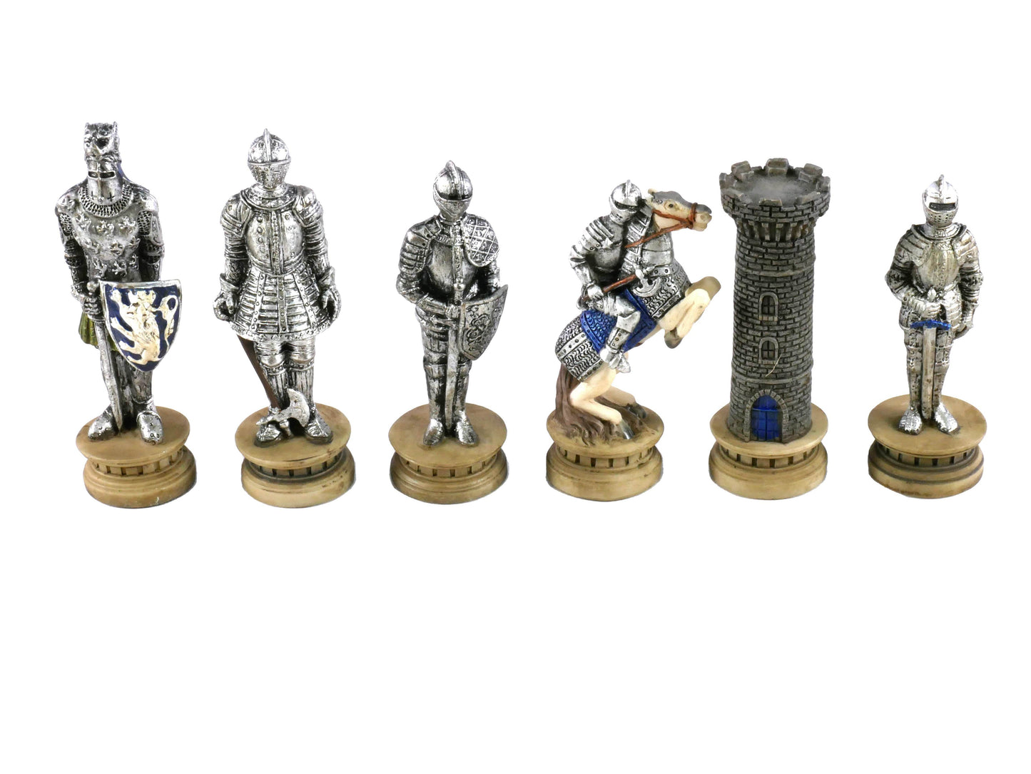 Chess Pieces - Knights in Armor Hand Painted Resin Chess Pieces -
