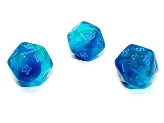 Gemini® Polyhedral Blue-Blue/light blue Luminary™ d20 (Sold per die) -