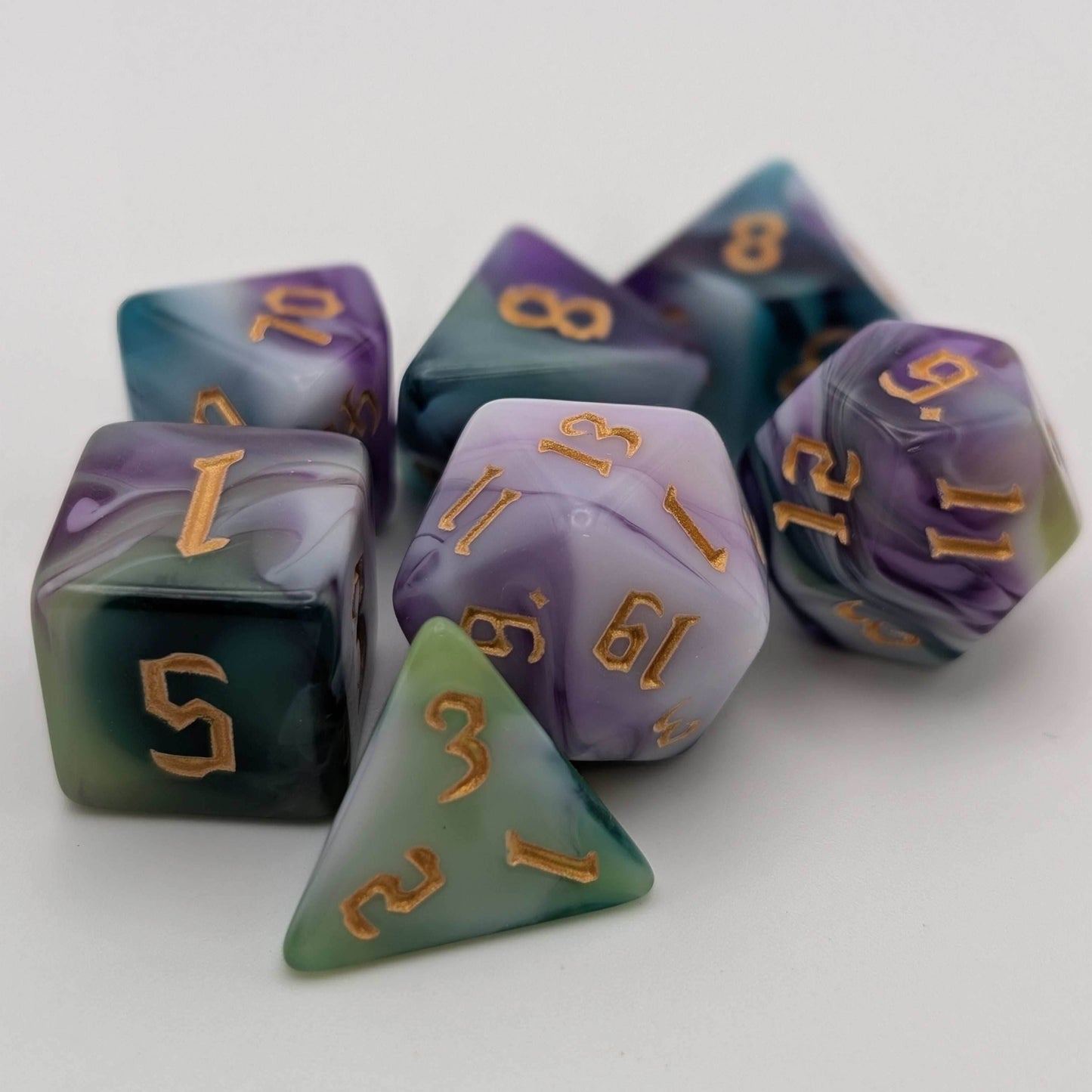 Siberian Iris - 7 Piece DnD Dice Set | Acrylic RPG Gaming Dice -