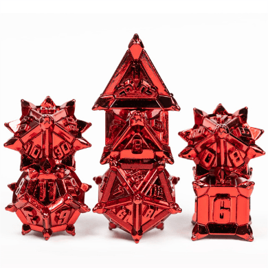 Warrior's Flail: Red - Metal RPG Dice Set -